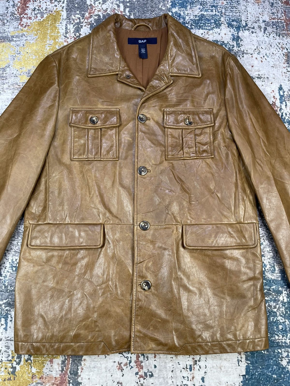 Gap Y2k🔥Vintage GAP Cowhide Four Pocket Leather Jacket Size US M / EU 48-50 / 2 - 2 Thumbnail