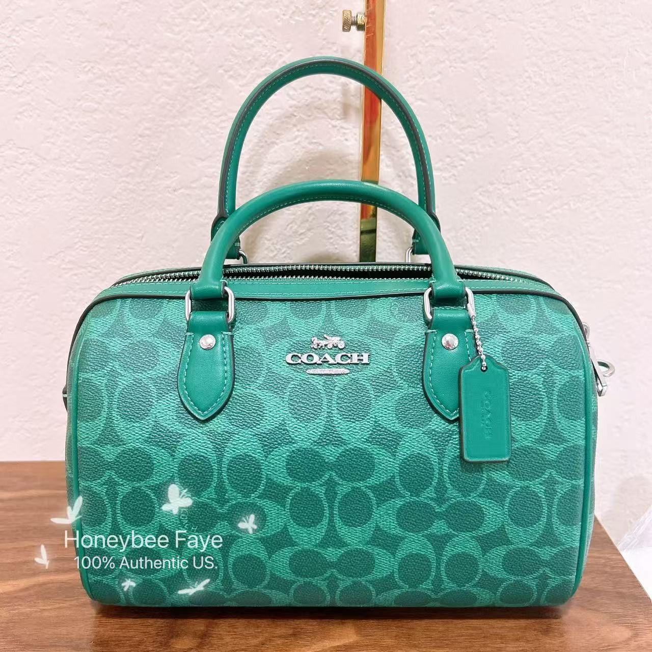 Coach Rowan Satchel Bag In Signature Canvas CV961 bright jade Size ONE SIZE - 1 Thumbnail
