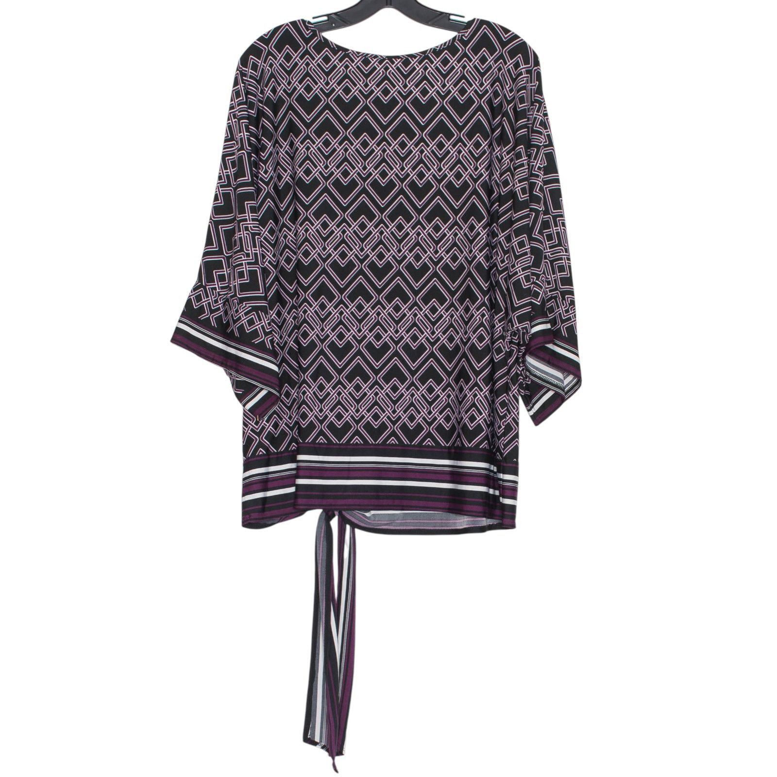 Other PerSeption Top Tie Front Comfort Stretch Black Purple 2X Size XXL / US 16-18 / IT 52-54 - 2 Thumbnail