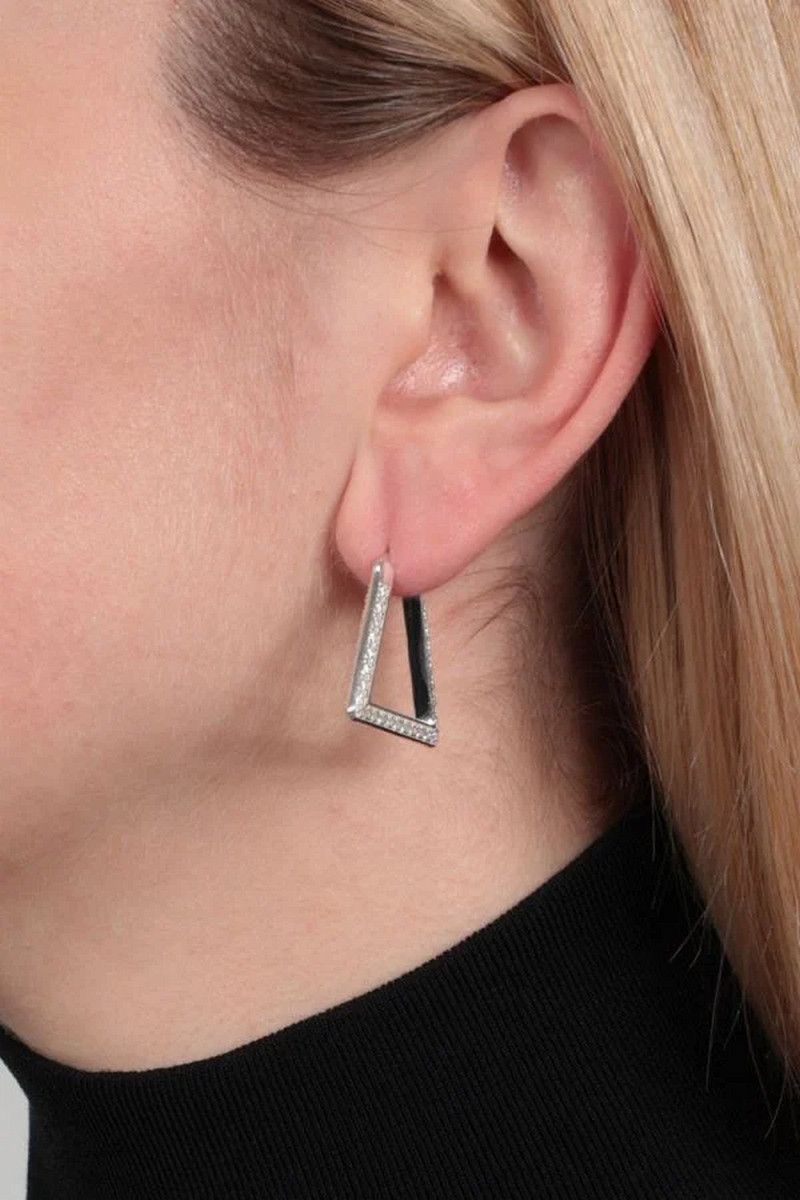 Bottega Veneta BOTTEGA VENETA Triangle Sterling silver earrings w crystals Size ONE SIZE - 2 Thumbnail