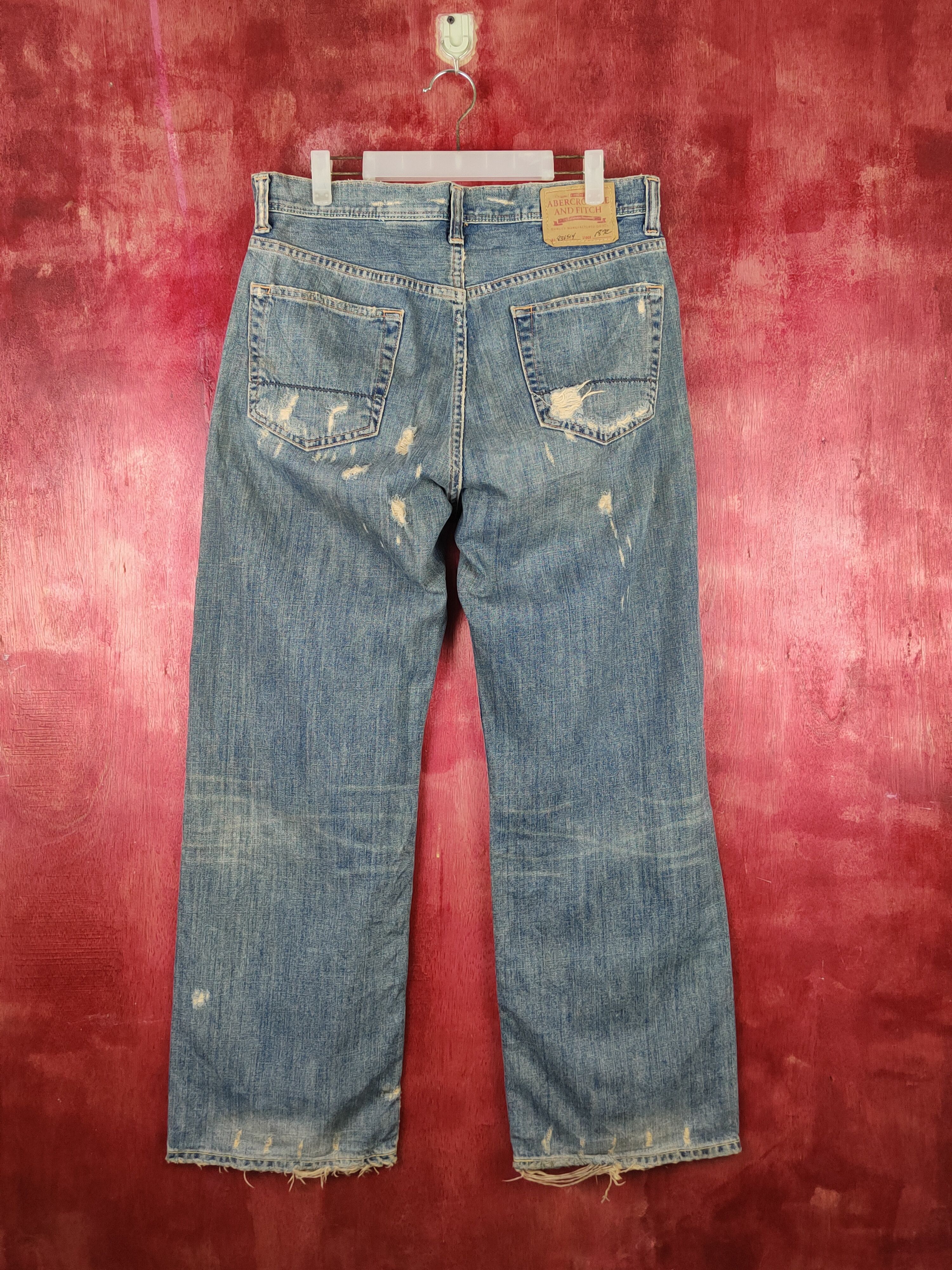 Abercrombie & Fitch Abercrombie &Fitch baggie Faded Ripped Jeans #S1649 Size US 31 - 7 Thumbnail