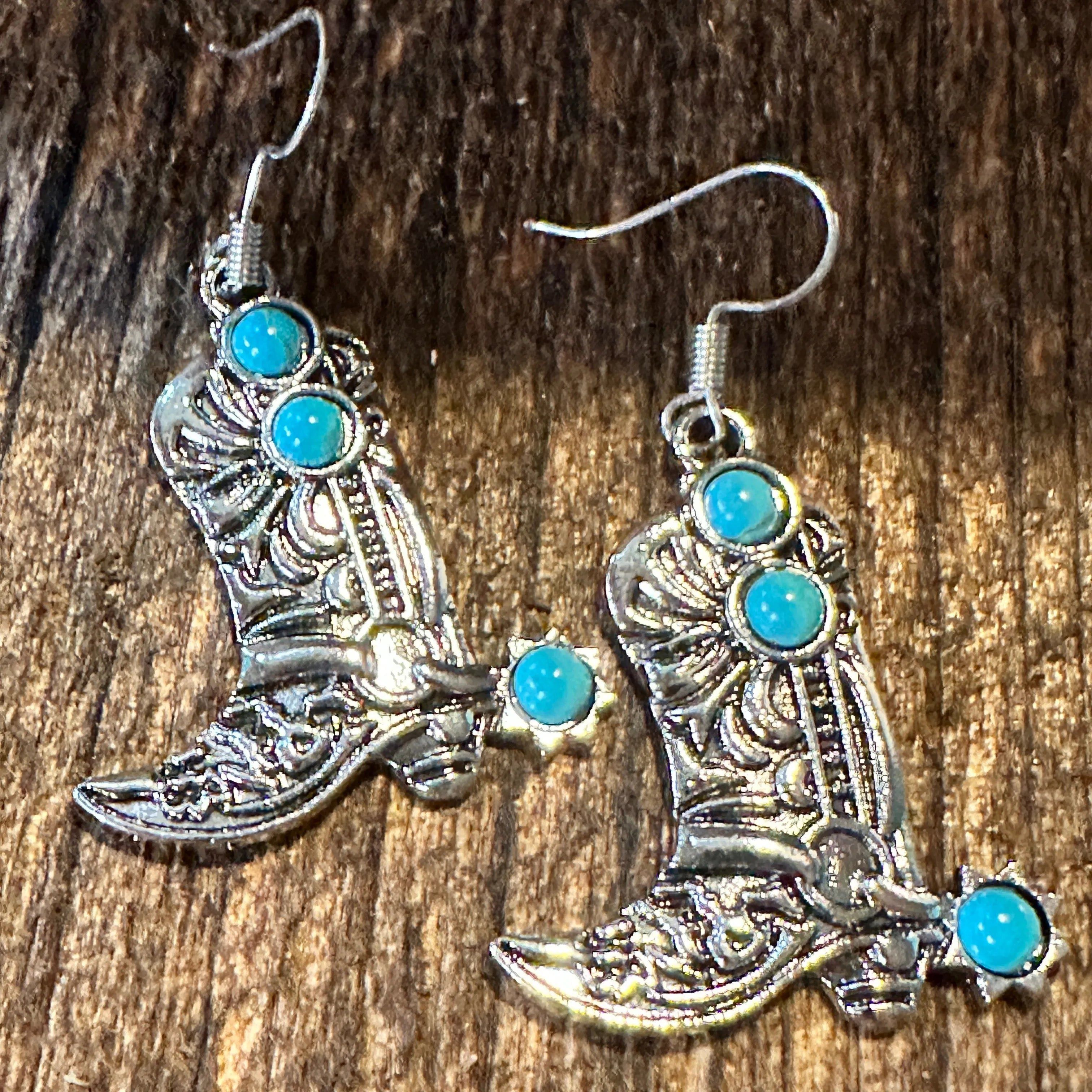 Other Boho Hippie Western CowgirlTurquoise Stone Boot Silver Drop Size ONE SIZE - 5 Thumbnail
