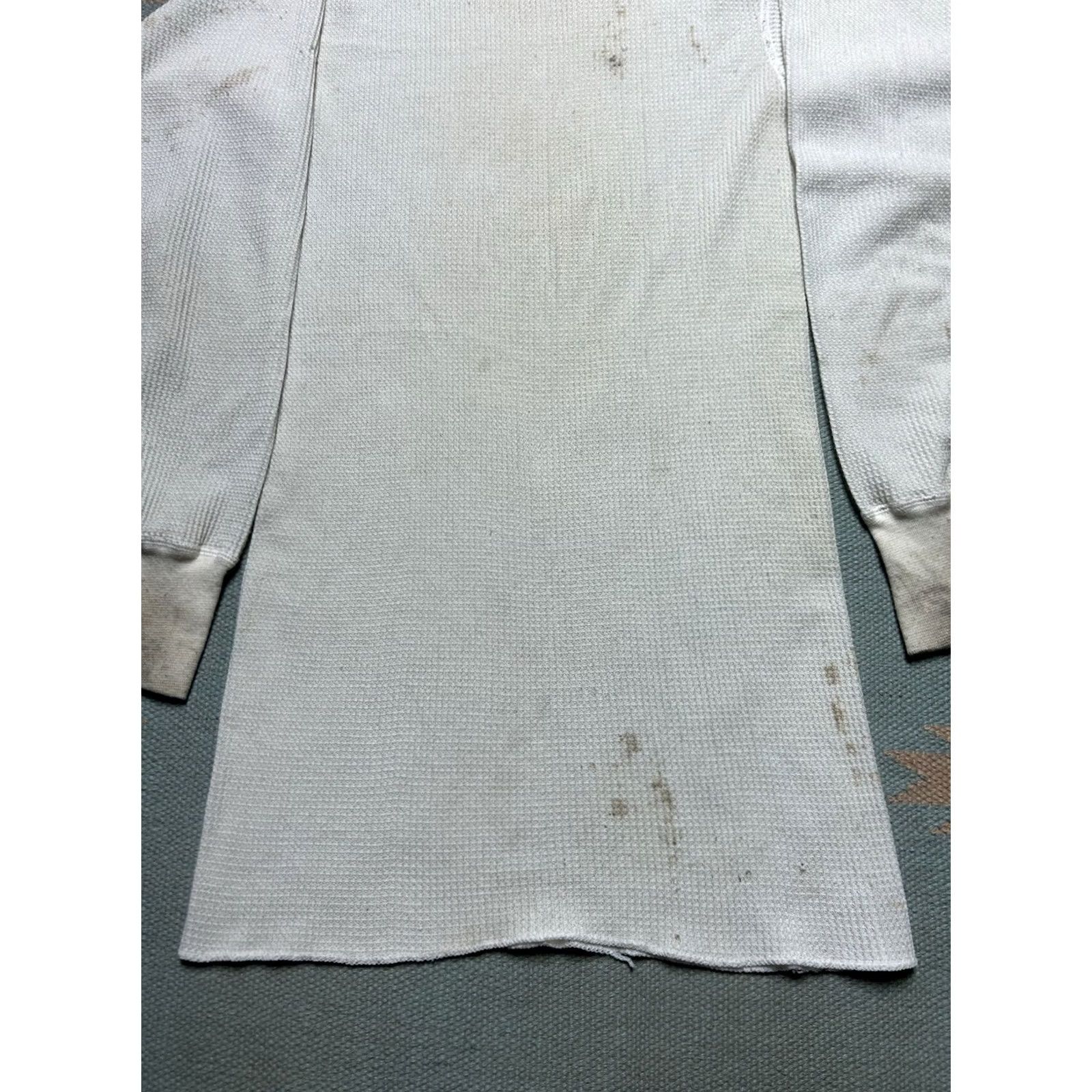 Layer 8 VINTAGE Base White Thermal Shirt Long Sleeve Knit Large Mens Size US L / EU 52-54 / 3 - 2 Thumbnail