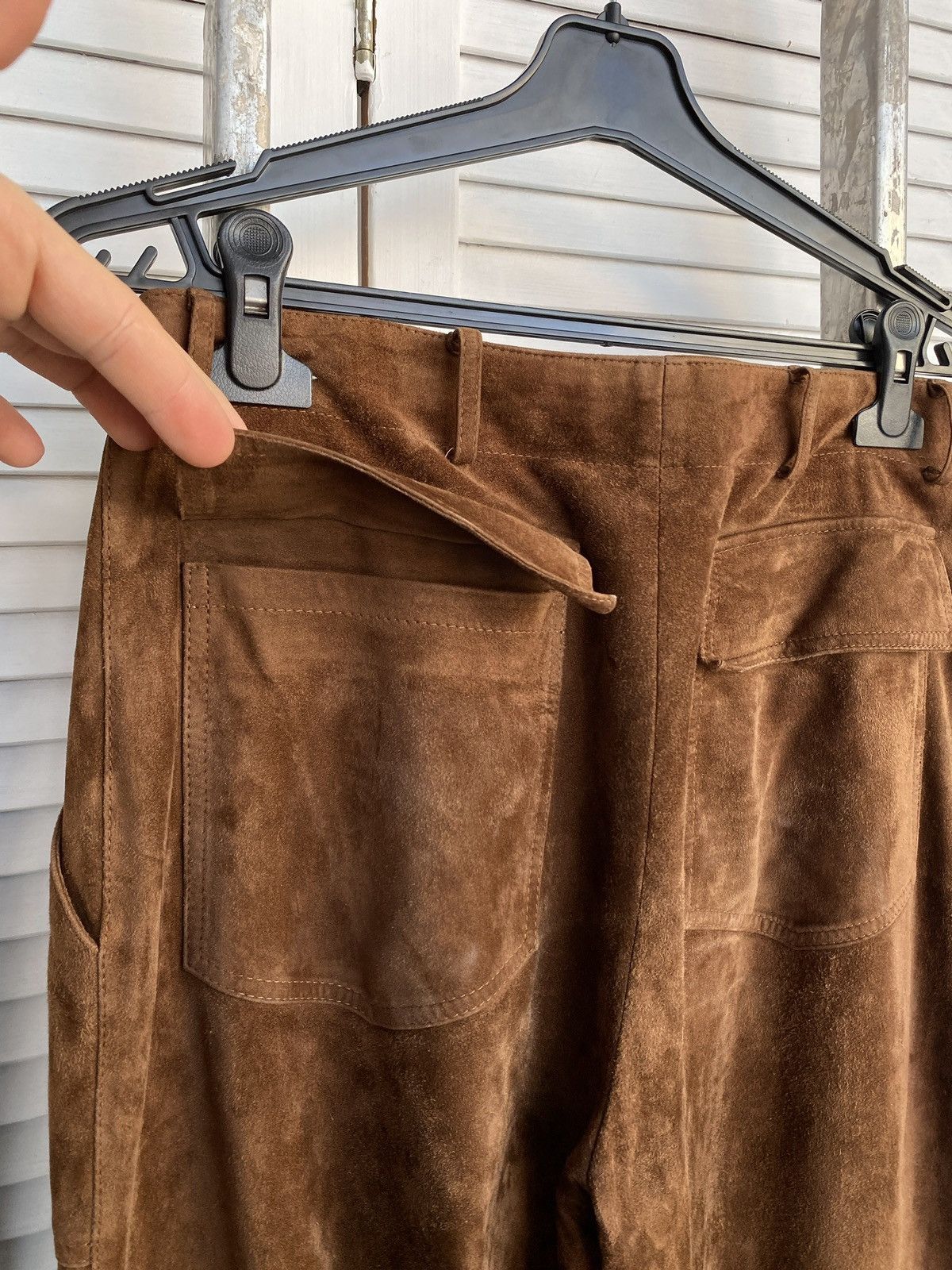 Designer × Vintage Vintage Sprung Freres Luxury Suede Leather Wide Leg Pants Size 27" / US 4 / IT 40 - 16 Thumbnail
