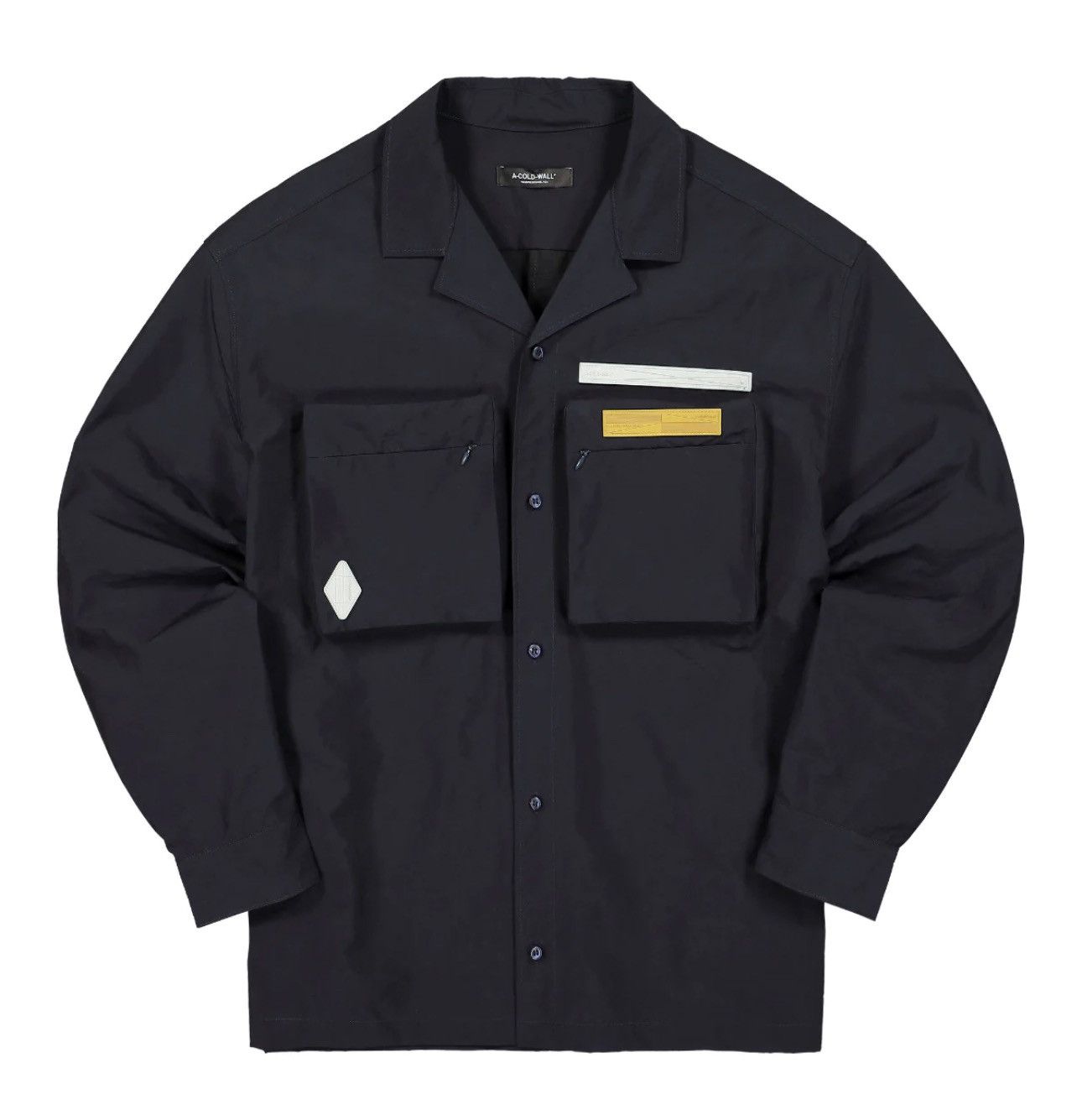 image of A Cold Wall Cuban Collar Long sleeve Shirt in Navy, Men's (Size Medium)