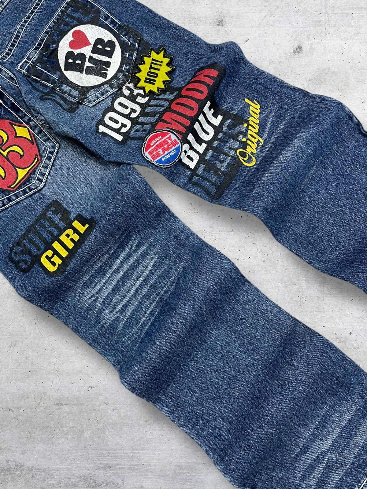 Hysteric Glamour VINTAGE BLUE MOON BLUE 1990S JAPAN DESIGNER GRAPHIC DENIM Size US 29 - 3 Thumbnail
