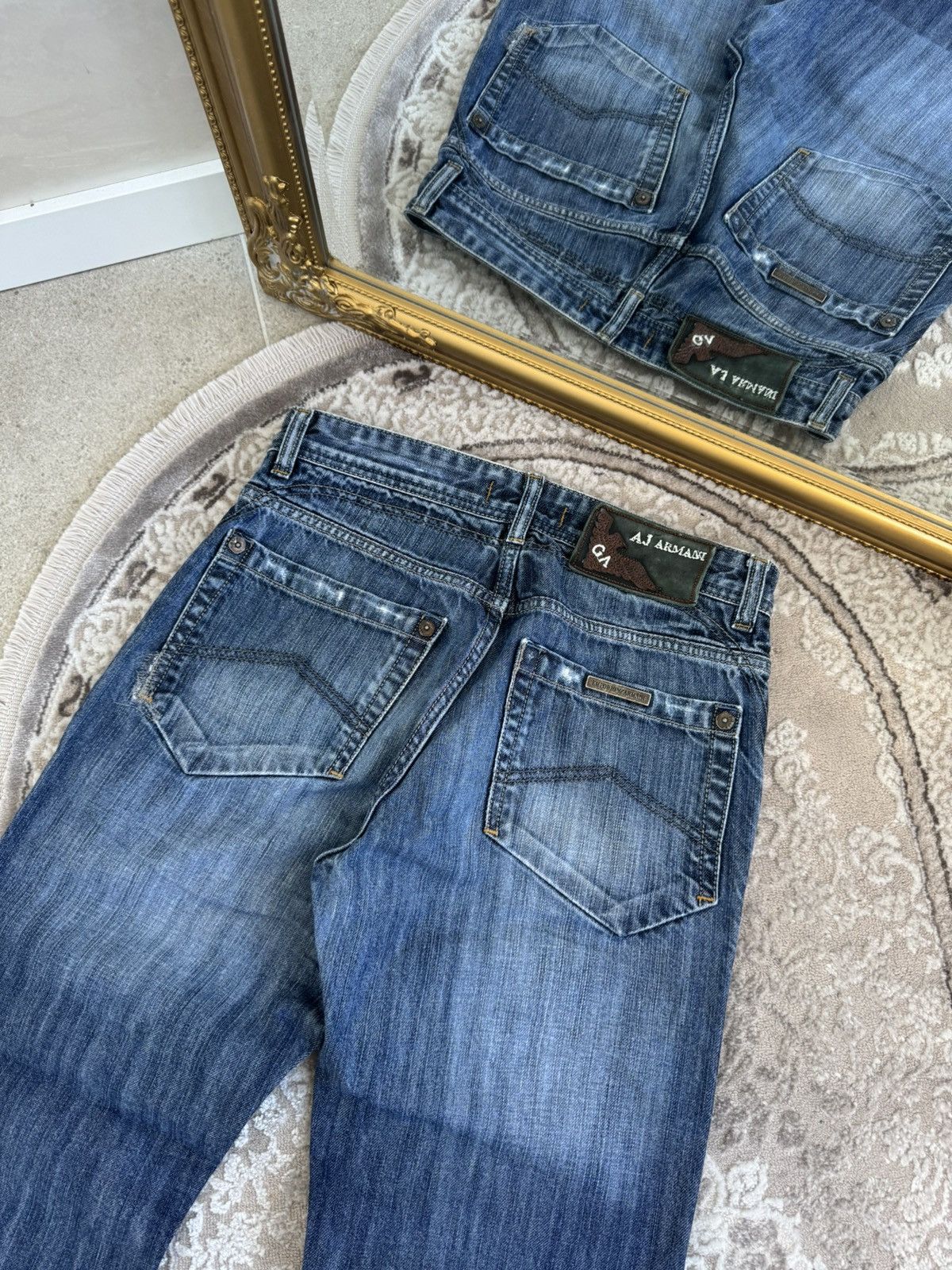 Giorgio Armani 🔥VINTAGE 90s CRAZY ARMANI JEANS Y2K BAGGY CARGO PANTS Size US 30 / EU 46 - 2 Thumbnail