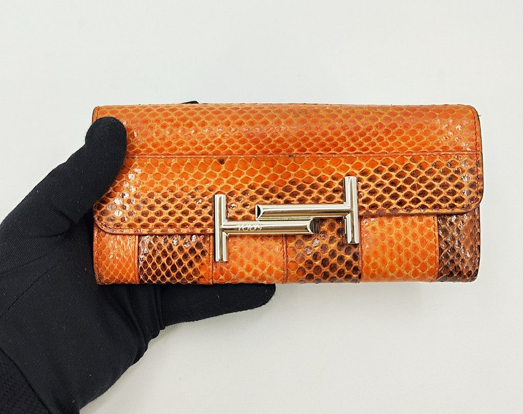 Tod's TODS snake skin orange button wallet Size ONE SIZE - 1 Thumbnail