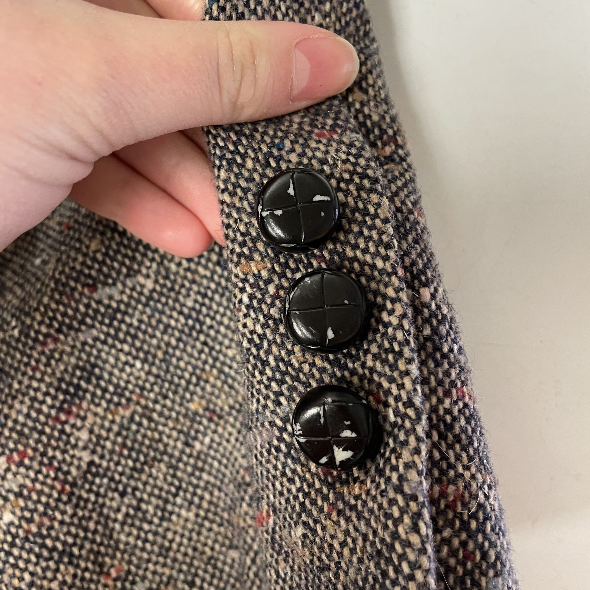 Sears Vtg Gray Beige Multicolor FLECK Donegal TWEED Sport Coat Size 40R - 12 Thumbnail