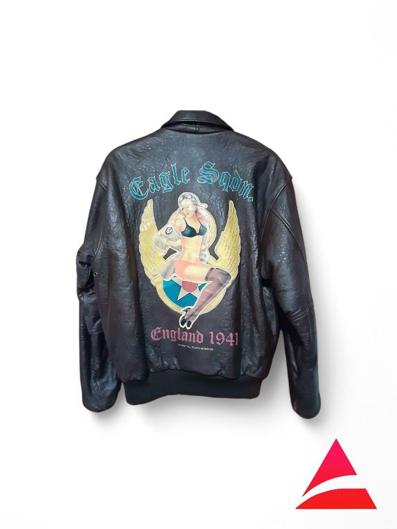 Avirex - S A-2 Flight Bomber Jacket Leather Backprint 90s