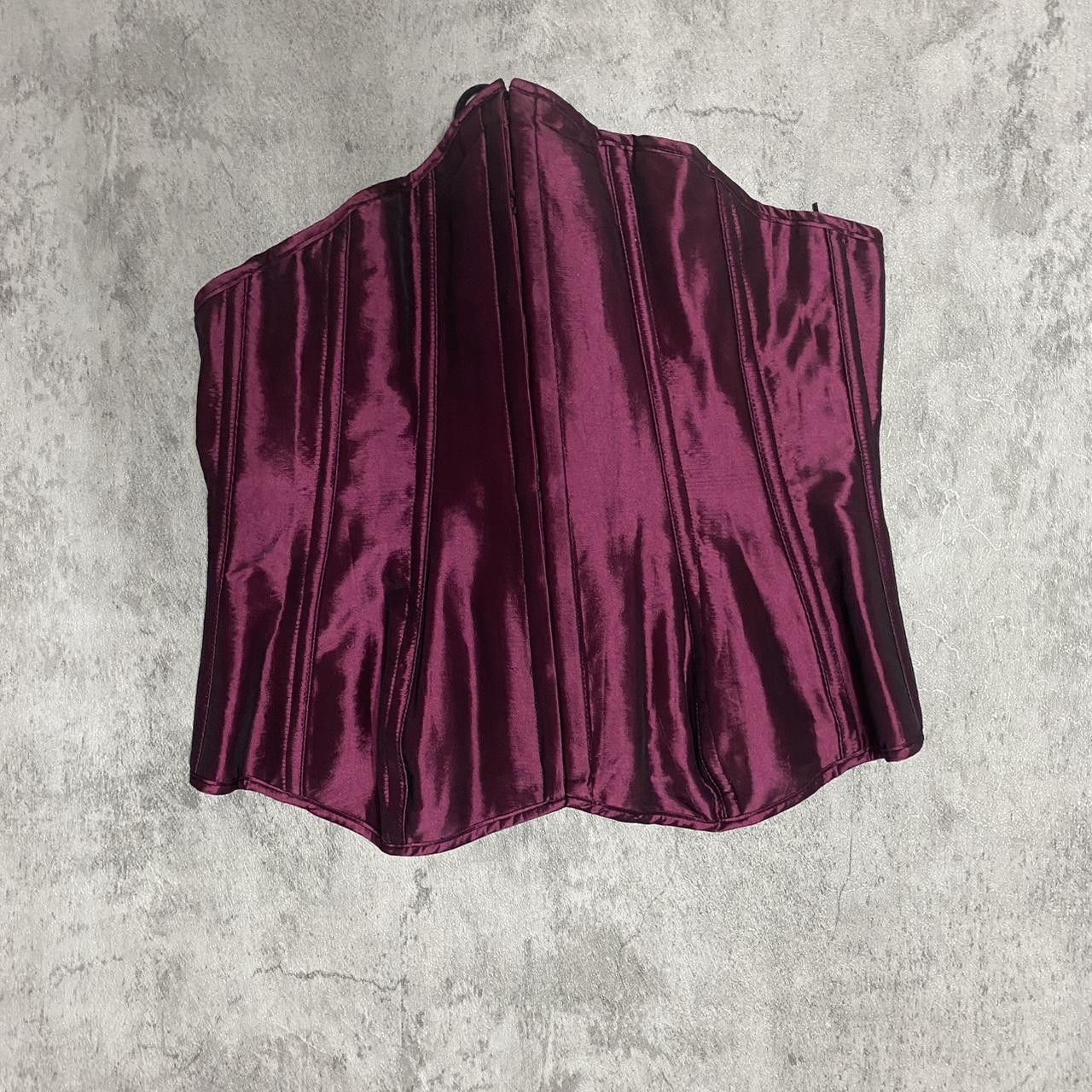 Other Burgundy and black corset top #goth #corsettop Size ONE SIZE - 2 Thumbnail