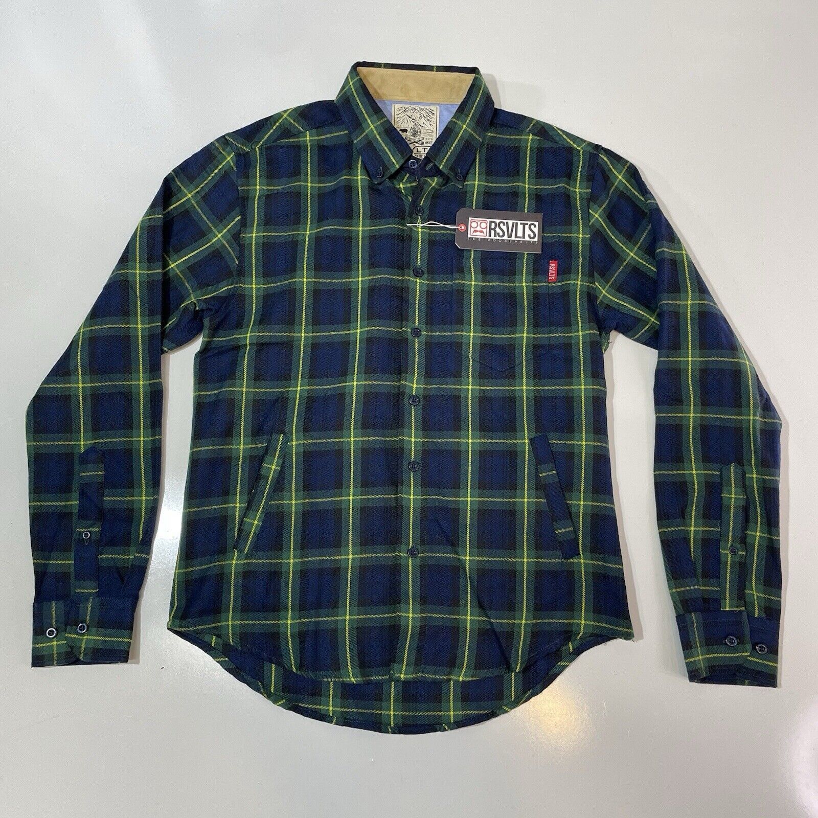RVLT RSVLTS Men’s Gordon Modern Flannel Small Plaid Button Shirt Size US S / EU 44-46 / 1 - 1 Thumbnail
