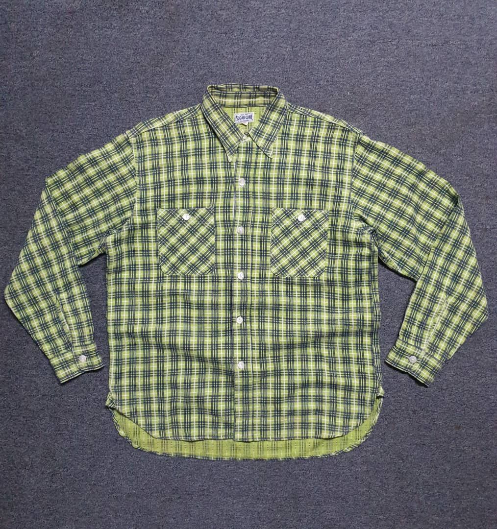 Sugar Cane 💥Sugarcane green colour checkered japan shirt Size US L / EU 52-54 / 3 - 1 Thumbnail