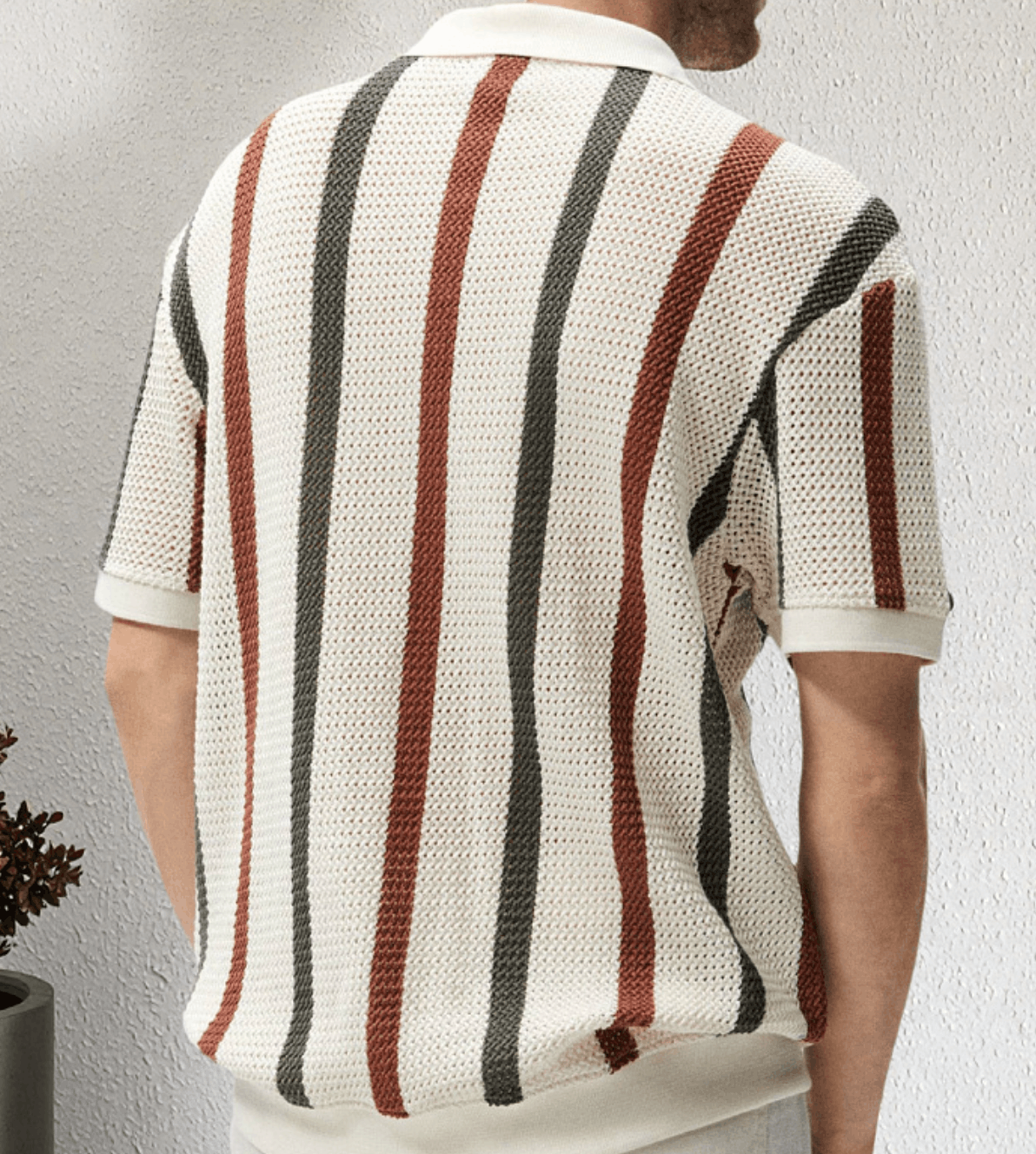 Designer Casual Stripe Knit Polo Shirt Size US L / EU 52-54 / 3 - 2 Thumbnail