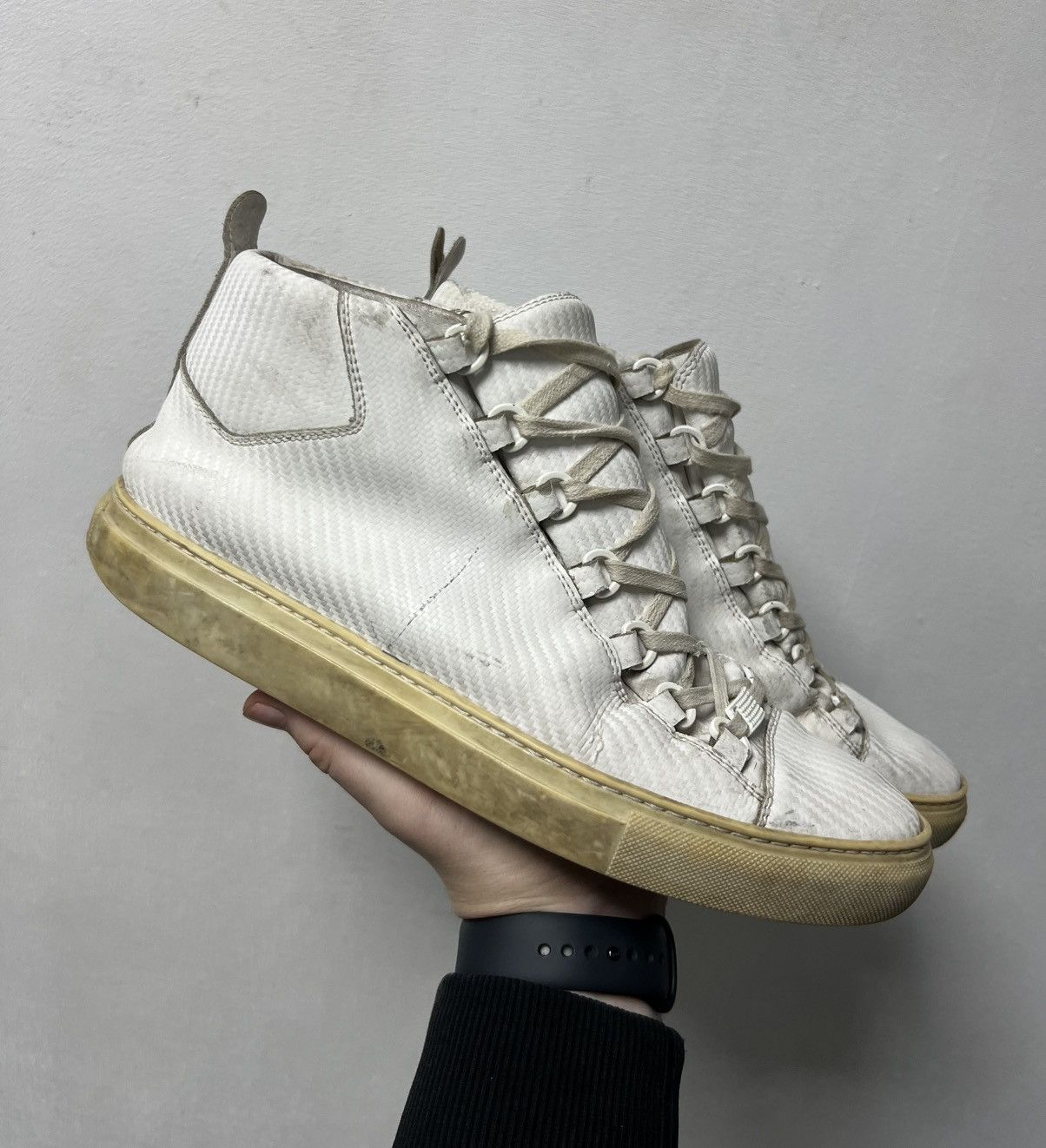 Balenciaga Balenciaga Arena High Top Leather Sneakers White Size 41 Size US 8 / EU 41 - 1 Thumbnail