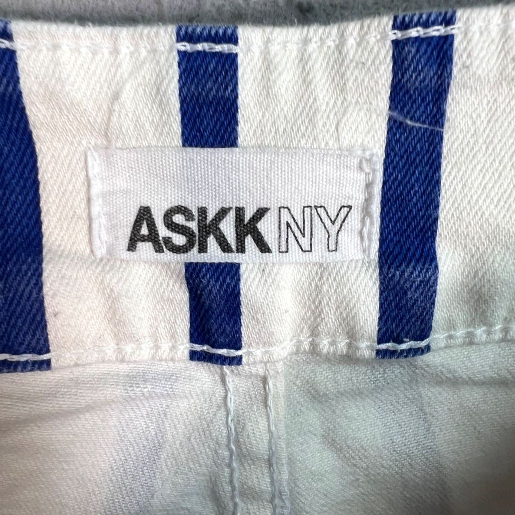 Vintage ASKK NY Pants Adult Womens 26 White Striped Wide-Leg Cotton Blend 30" Inseam Size 26" / US 2 / IT 38 - 3 Thumbnail