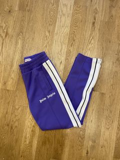 velvet-effect side-stripe track pants in purple - Palm Angels® Official