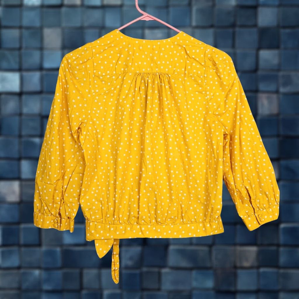 Madewell Madewell Shirt Women’s Yellow Wrap Tie waist Star Scatter Sz S Size S / US 4 / IT 40 - 1 Thumbnail