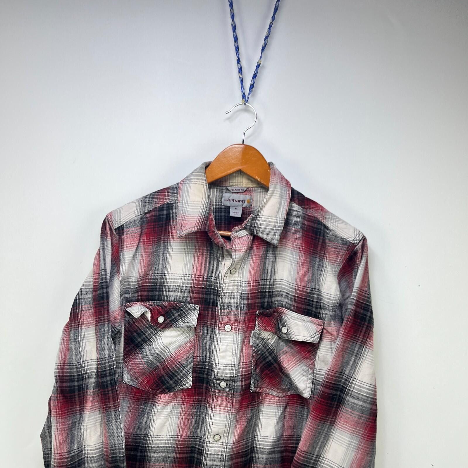 Carhartt Vintage Carhartt Plaid Pearl Snap Button Up Shirt Medium Size US M / EU 48-50 / 2 - 2 Thumbnail