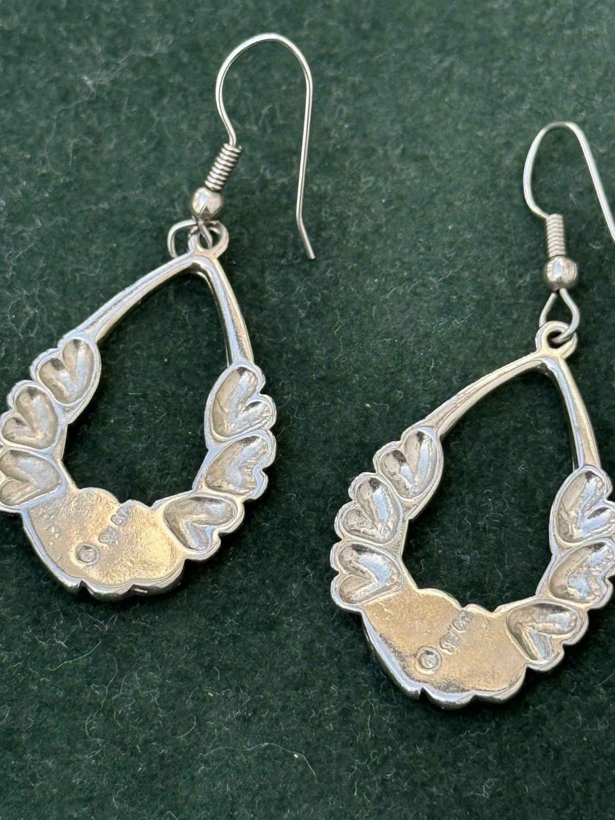 Vintage Vintage Sterling Silver Heart Teardrop Dangle Earrings Size ONE SIZE - 4 Thumbnail