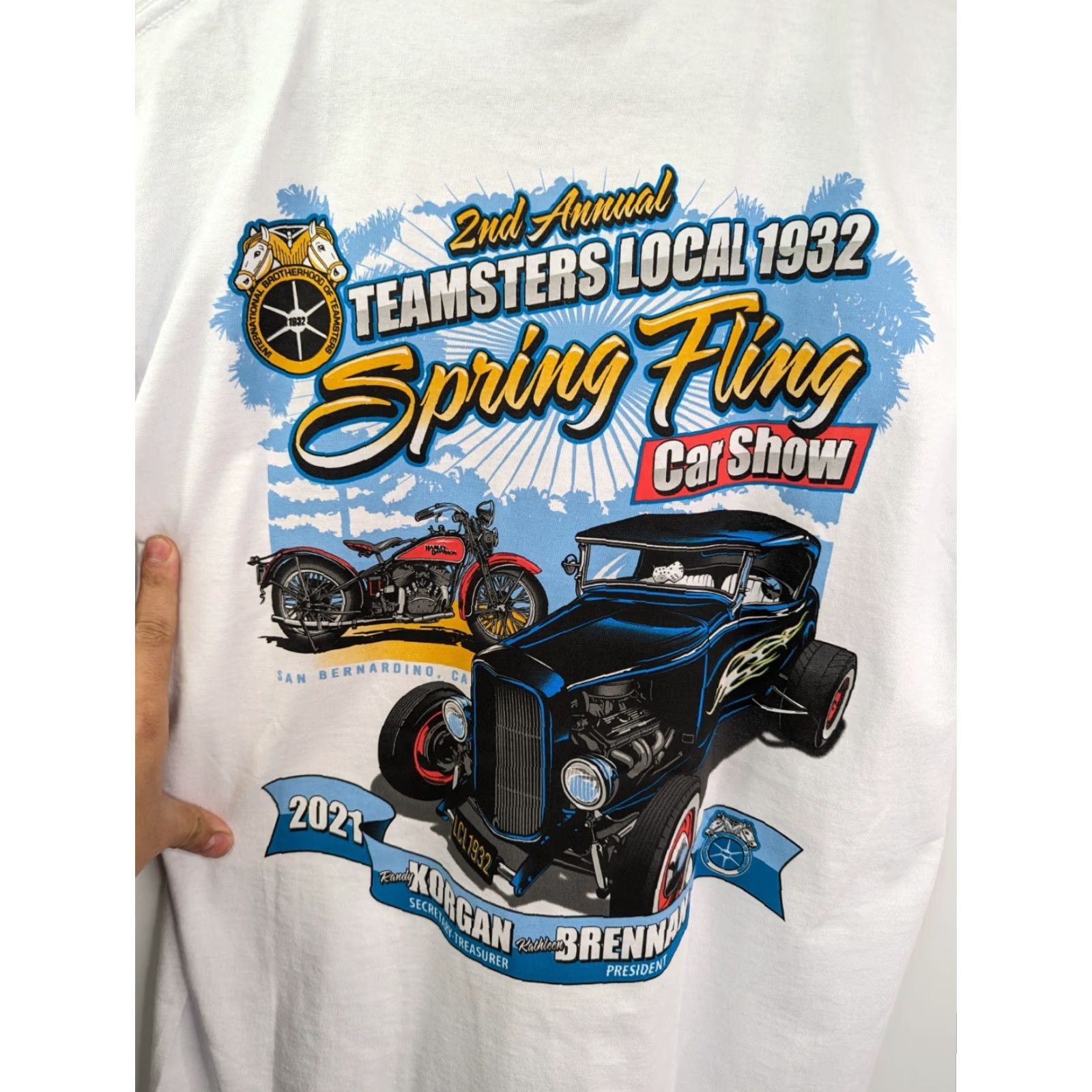 Vintage Bayside 2nd Annual Spring Fling Car Show 2021 White T-Shirt Men's M Cars Crew Neck Cotton Short Sleeve Logo Vintage: No Size US M / EU 48-50 / 2 - 2 Thumbnail