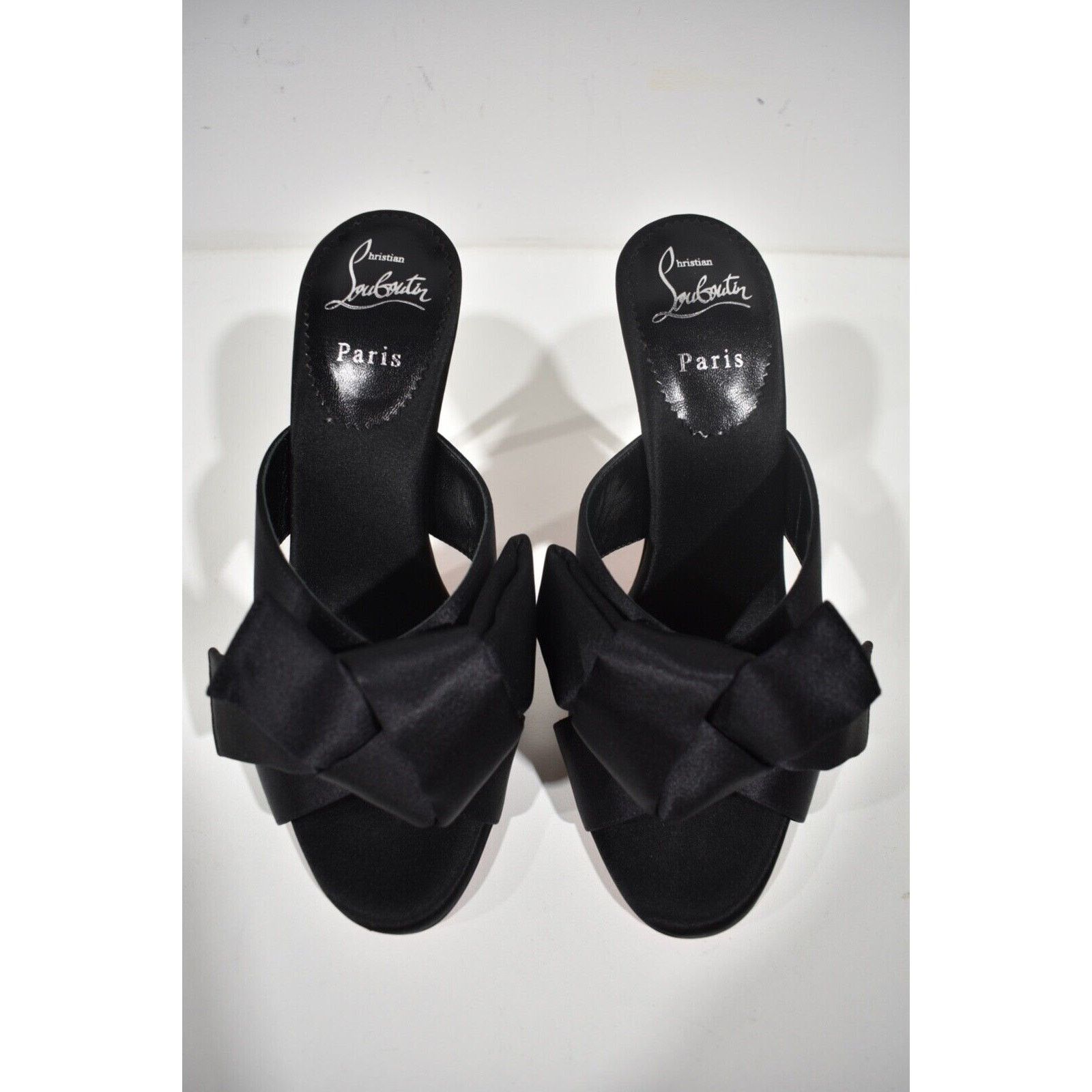 Christian Louboutin Matricia 100 Black Satin Bow Backless Sandal Heel Pump 36 Size US 6 / IT 36 - 7 Thumbnail