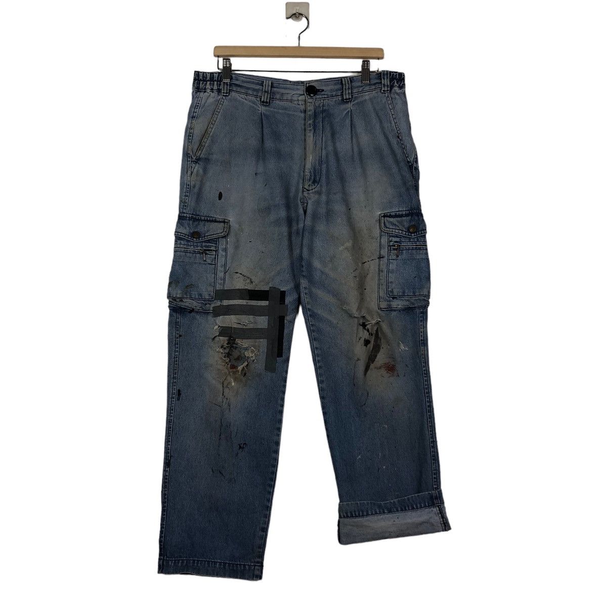 Japanese Brand 🔥Vintage Bush Cargo Jeans Biker Painter Workers Usa Size US 36 / EU 52 - 13 Thumbnail