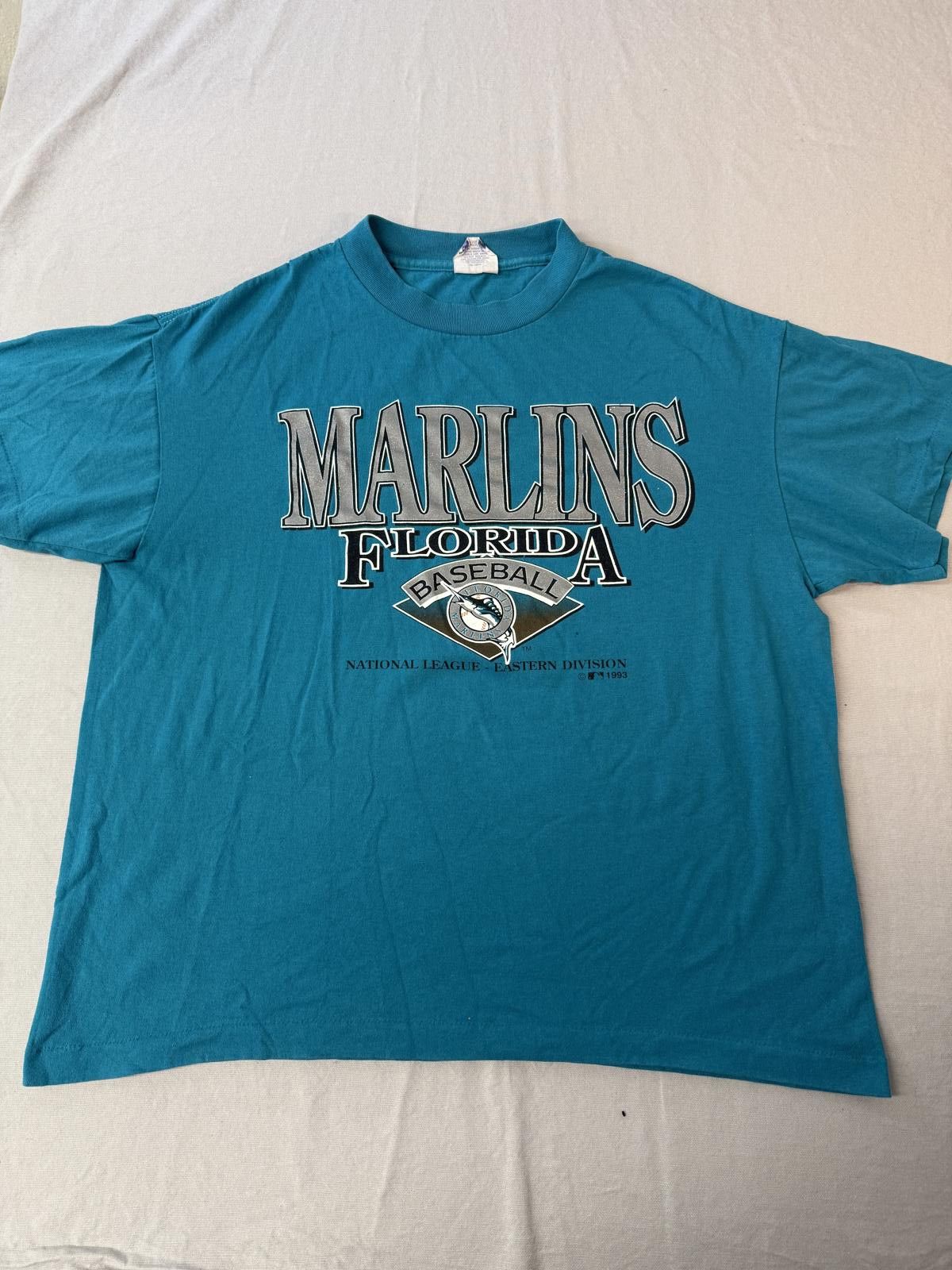 Designer VTG Florida Marlins T-shirt Baseball 1993 Inauguarl Season L Size US L / EU 52-54 / 3 - 1 Thumbnail