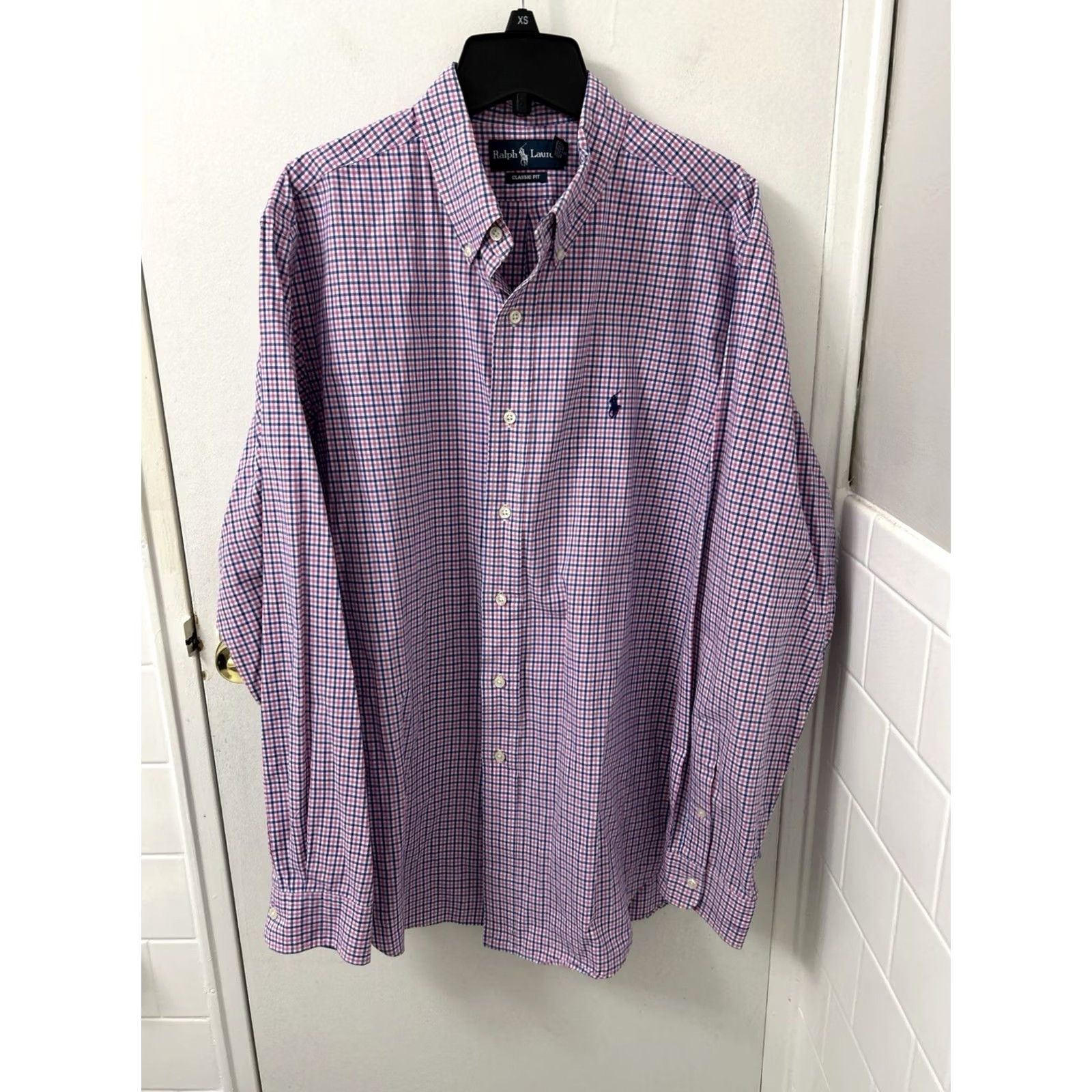Ralph Lauren VINTAGE Ralph Lauren Shirt Mens XL Pink Blue Oxford Plaid Button Down Logo L/S Size US XL / EU 56 / 4 - 2 Thumbnail