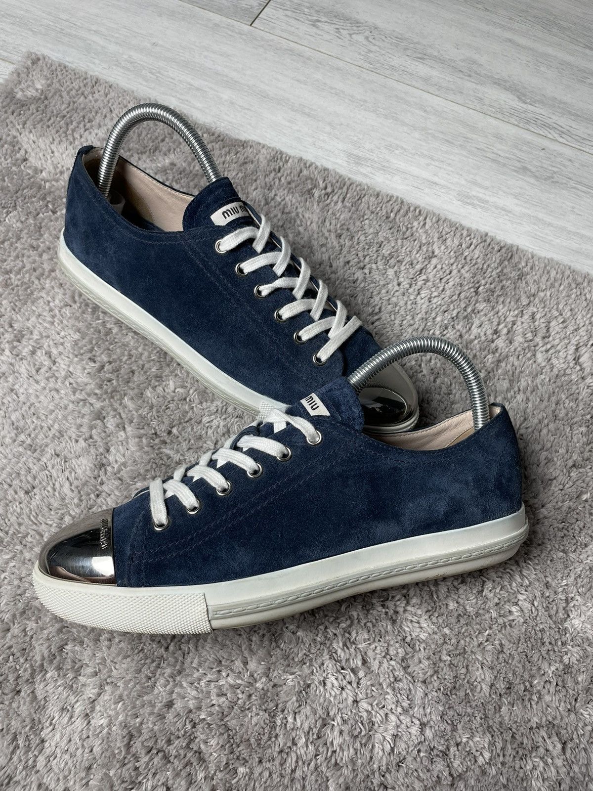 Miu Miu Prada Prada Miu Miu Suede Metal Cap Sneakers Grailed