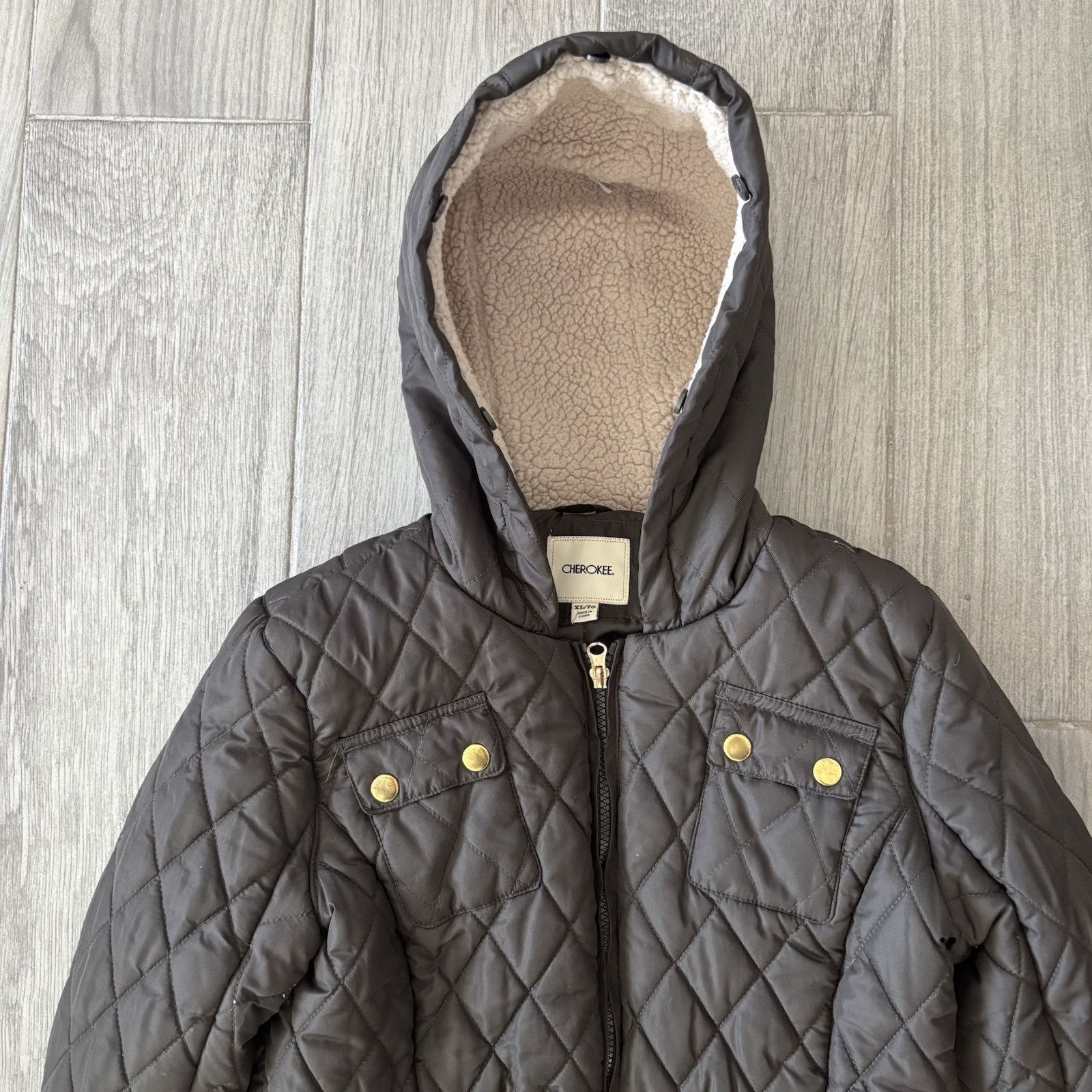 Cherokee Cherokee Quilted Hooded Jacket Full Zip Brown Women’s XL Size XL / US 12-14 / IT 48-50 - 2 Thumbnail