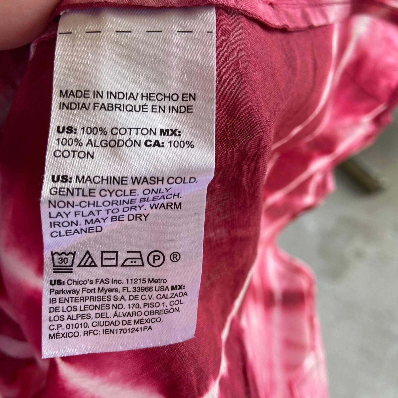 Chicos Chico's Petite Tie Dye Pintuck Peasant Blouse Deep Cherry Size XS / US 0-2 / IT 36-38 - 10 Thumbnail