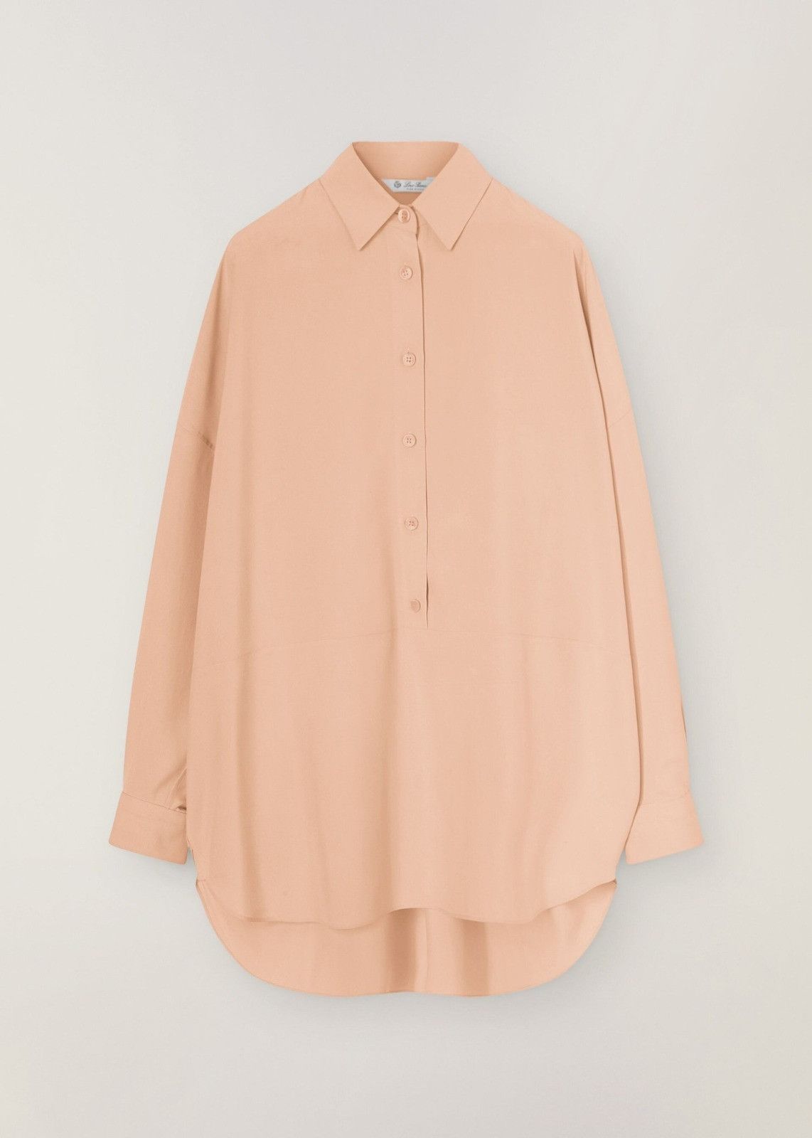 image of Loro Piana O1Loc1C0224 Sveva Popeline Silk Shirt In Pink, Women's (Size XL)
