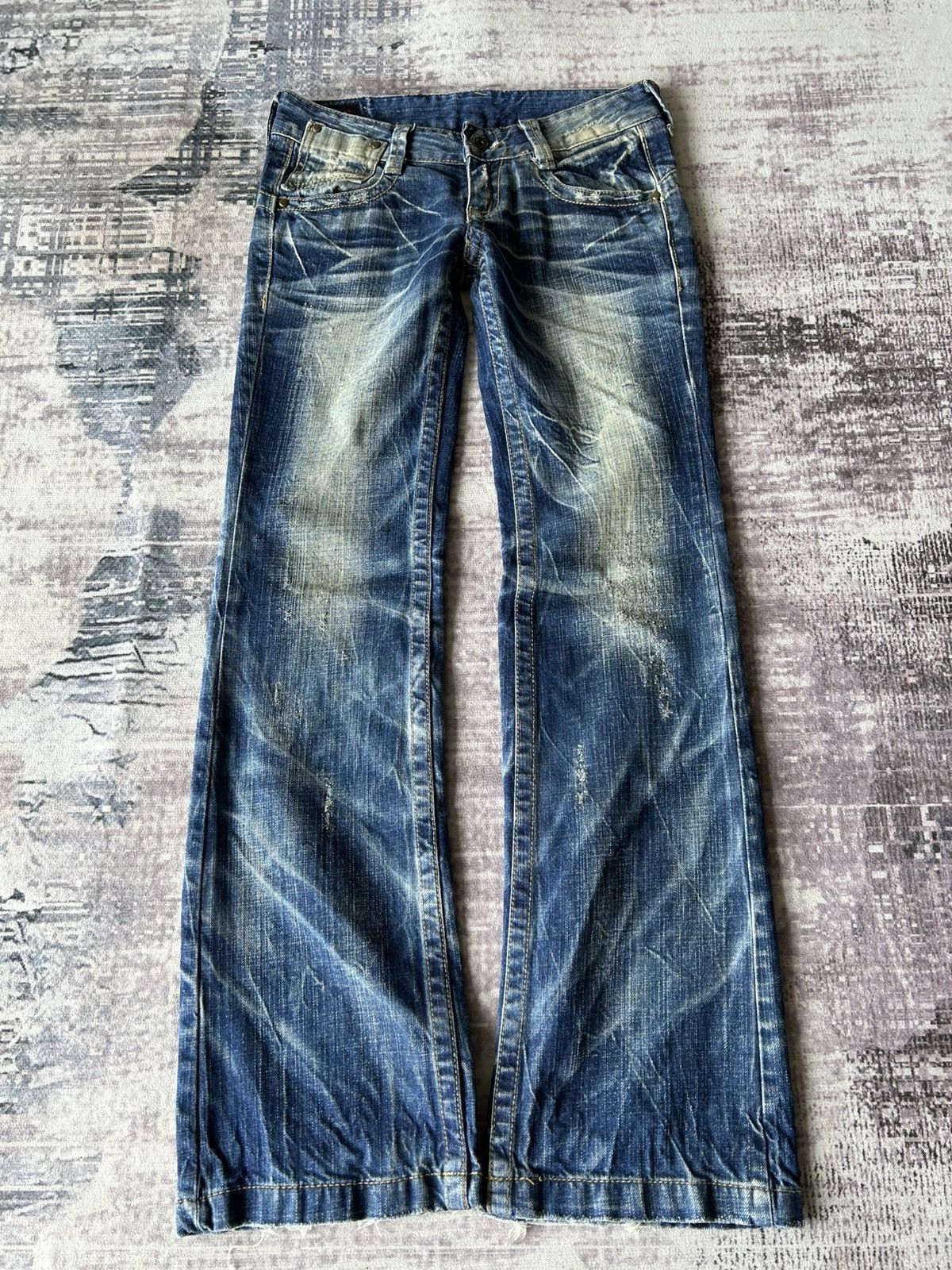 Japanese Brand Lolita Flared Mudwash Jeans Size 30" / US 8 / IT 44 - 4 Thumbnail