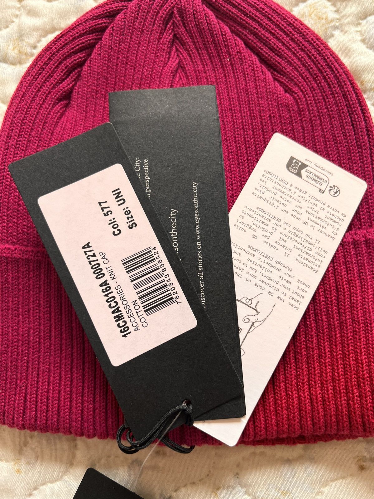 C.P. Company C.P. Company COTTON GOGGLE BEANIE glass hat cap magenta red Size ONE SIZE - 10 Thumbnail