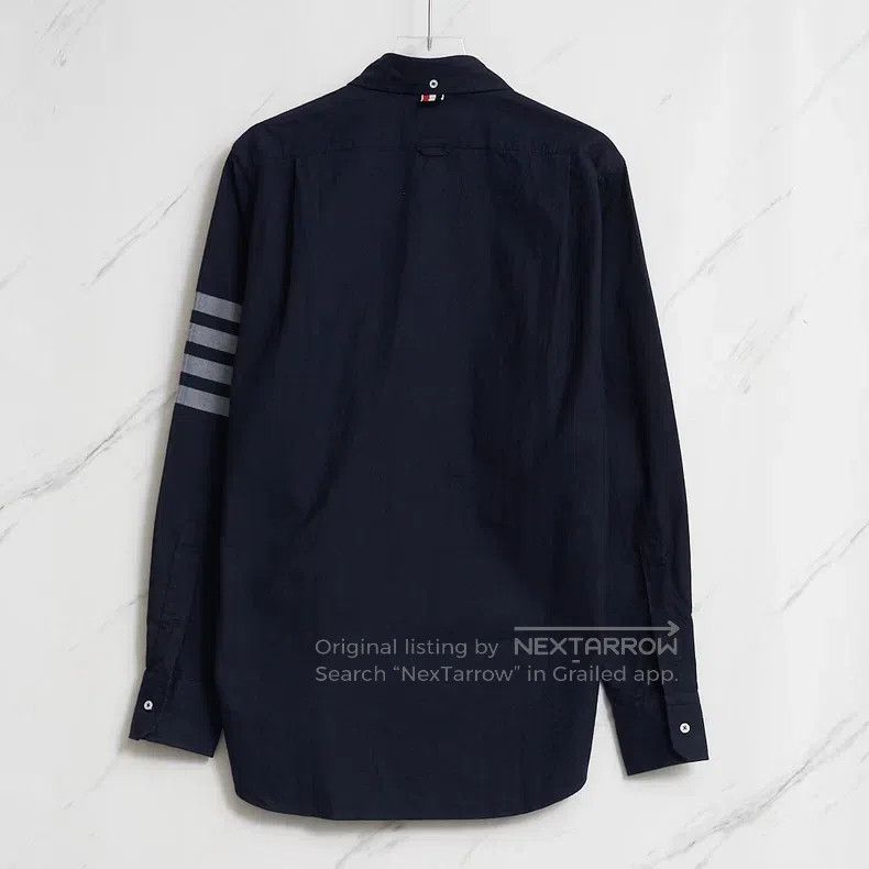Thom Browne Thom Browne Neutral Navy Striped Shirt Size US L / EU 52-54 / 3 - 3 Thumbnail
