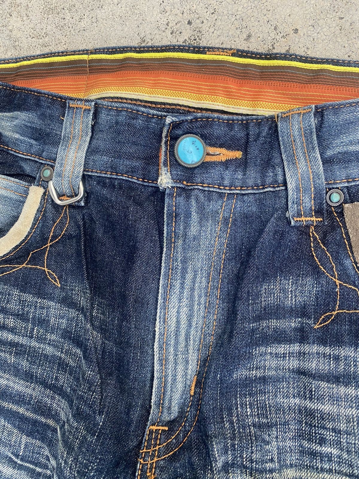 Edwin × Japanese Brand × Vintage Vintage y2k Edwin Blue Trip Faded Claw Mark Denim Jeans Size US 36 / EU 52 - 5 Thumbnail