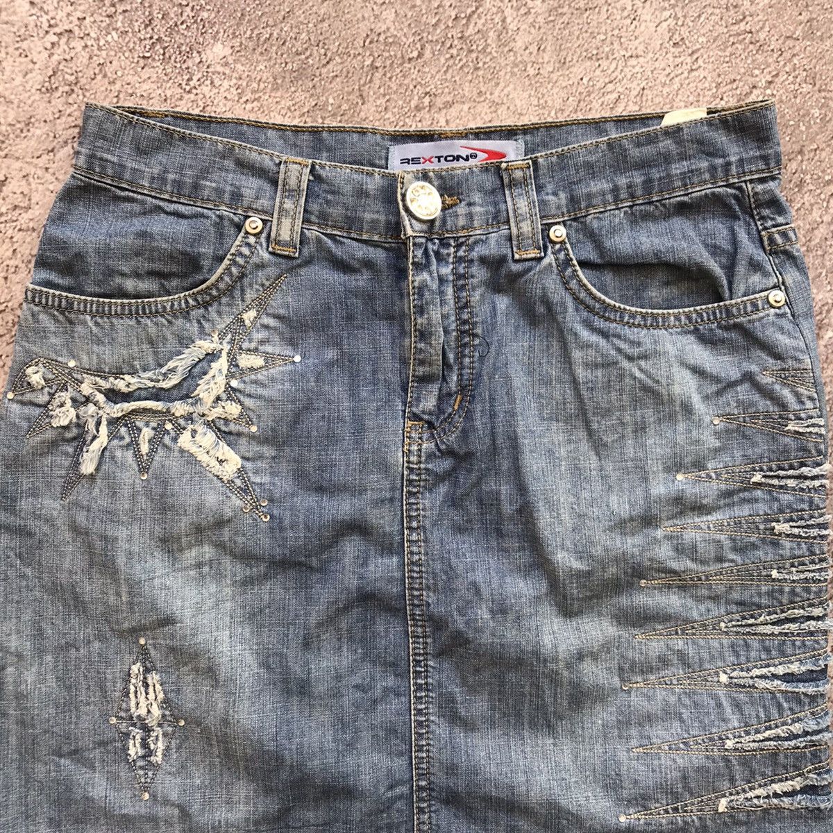 Vintage Vintage Y2K Distressed Midi Skirt Streetwear Skate Baggy 29 Size 29" - 5 Thumbnail