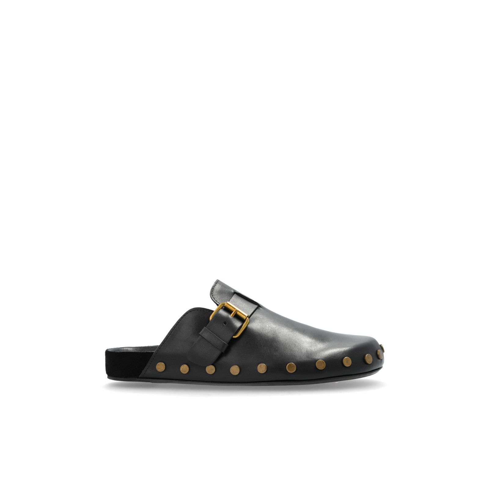 ISABEL MARANT Mirvin Black Leather Slides New && Authentic (