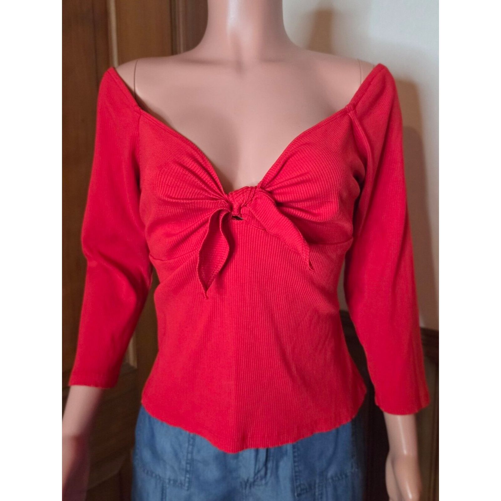 Vintage NWOT Vixen by Micheline Pitt Red Knot-Front Crop Top 2X Size XXL / US 16-18 / IT 52-54 - 6 Thumbnail