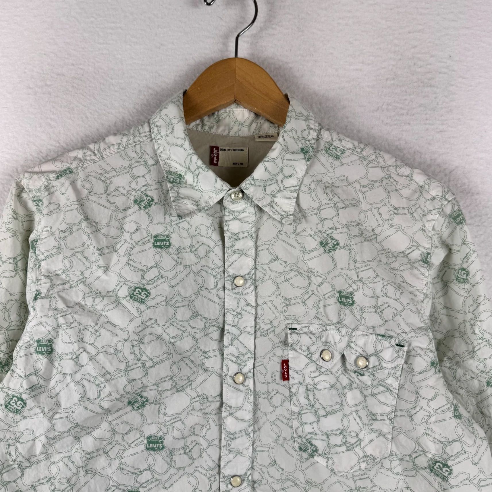 Levi's Levi's Men's Large Pearl Snap AOP Highway Interstate Long Sleeve Western Shirt Mens L Multicolor Cotton Geometric Button-Up Casual Western Size US L / EU 52-54 / 3 - 4 Thumbnail