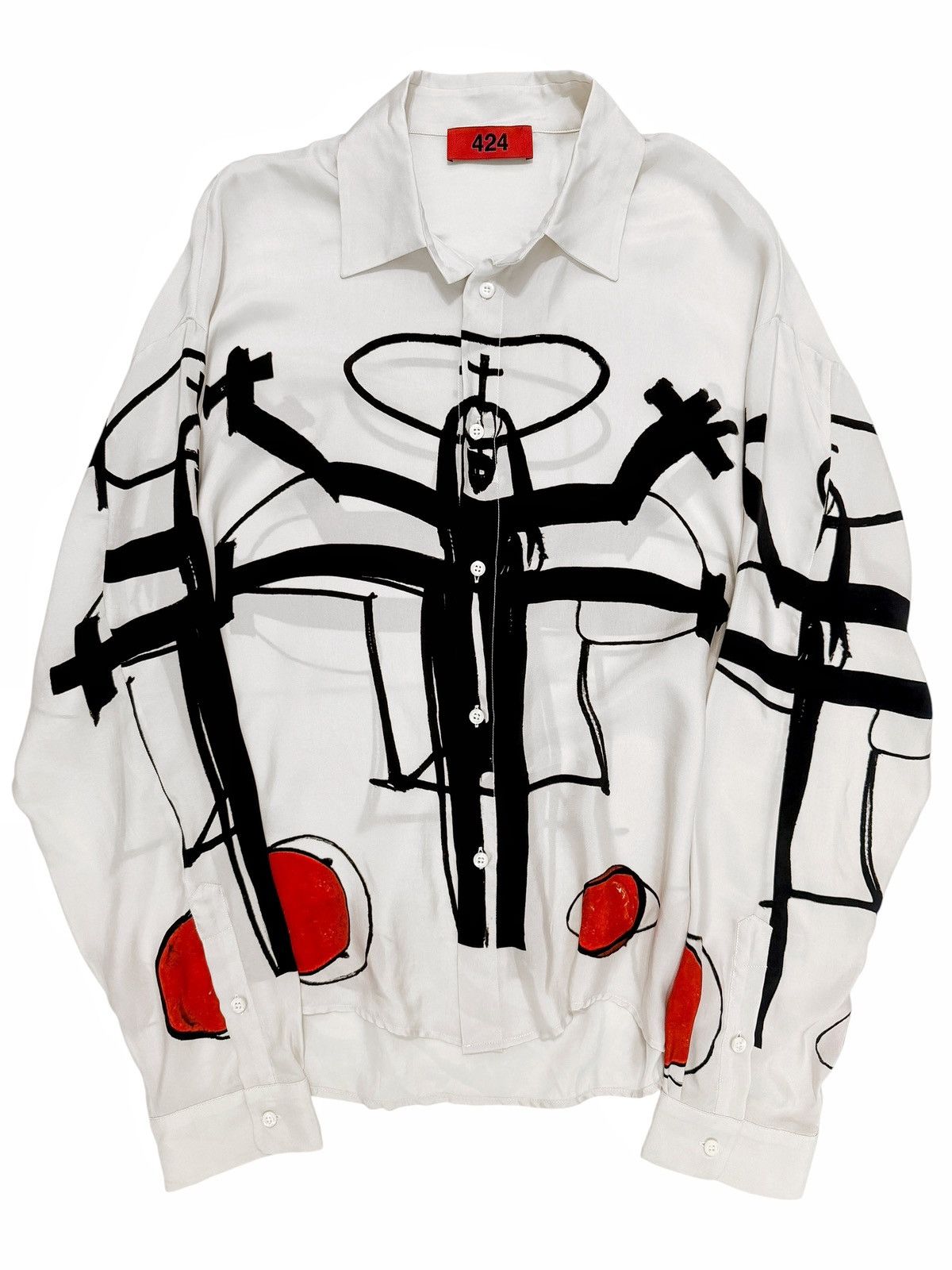 424 1/1 Sample Crucifix Crucifixion Oversized Silky Shirt Size US S / EU 44-46 / 1 - 1 Thumbnail