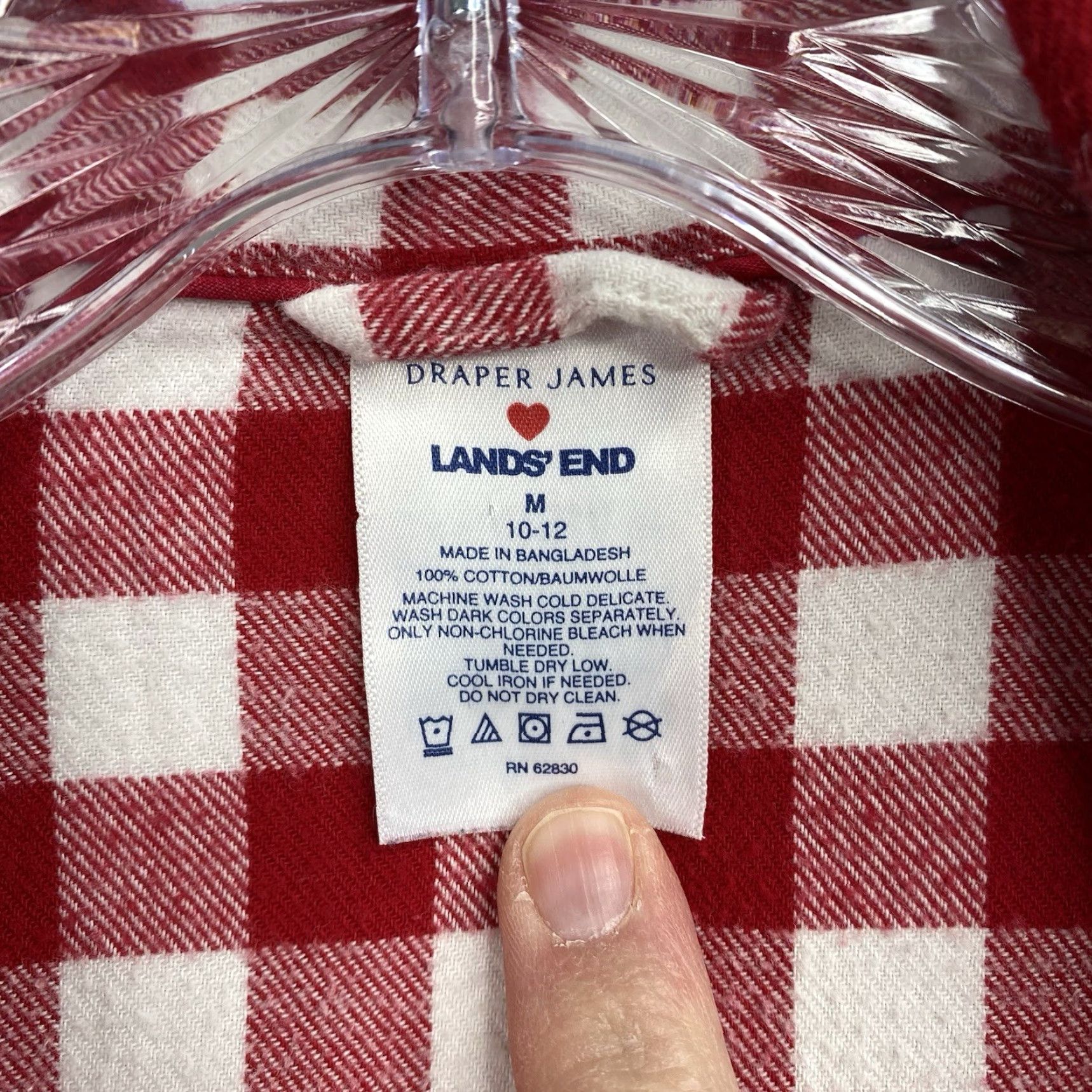 Lands' End Lands' End Nightgown Womens M Plaid Flannel Button Up Long Sleeve 100% Cotton Red Sleepwear Shirt Womens M Size M / US 6-8 / IT 42-44 - 6 Thumbnail