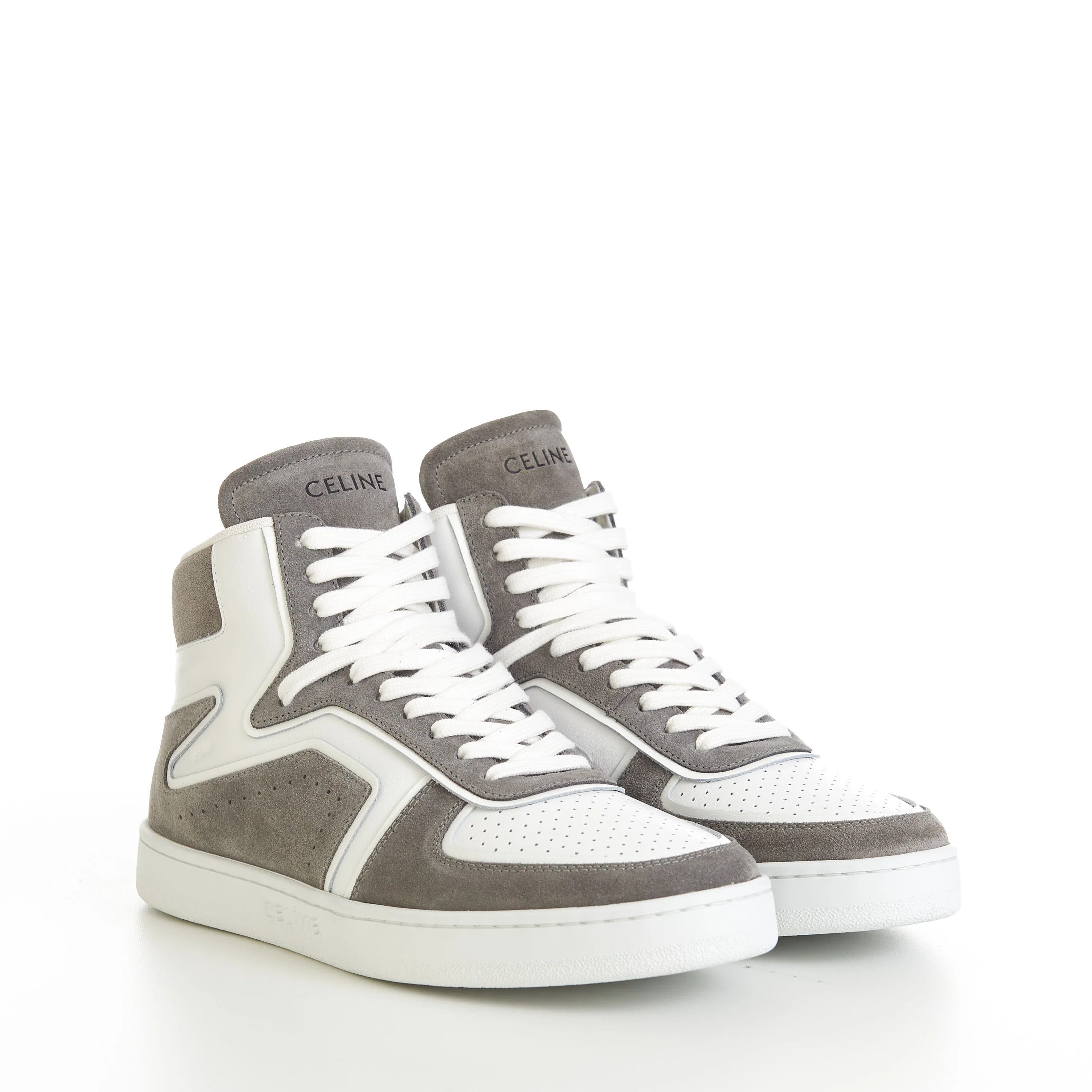 Celine o1bcso1str0625 342813721C Hi-Top Sneakers Grey/Optic White Size US 13 / EU 46 - 2 Thumbnail