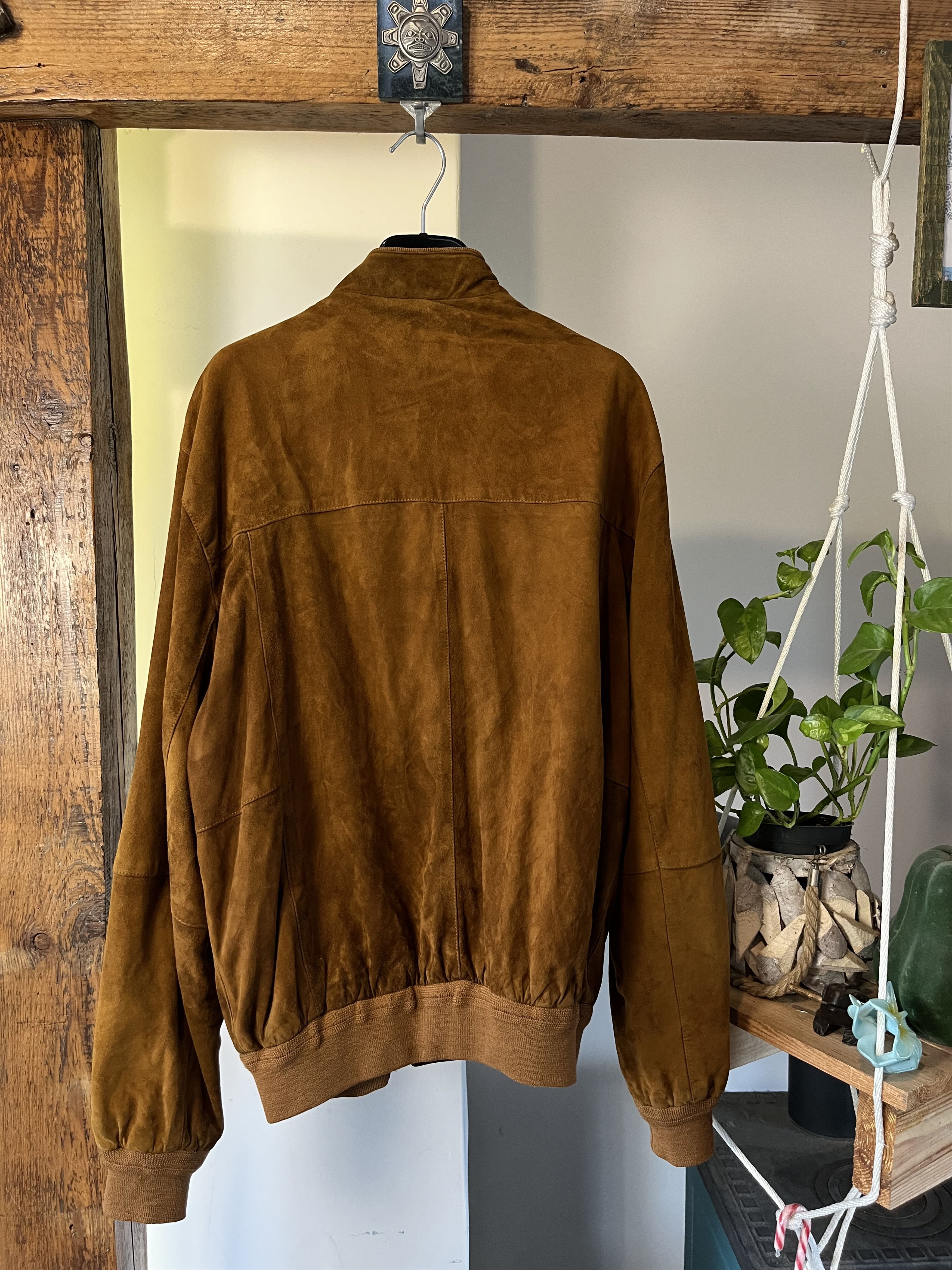 Vintage 90s Brown Soft Seude Leather Jacket Avant Garde