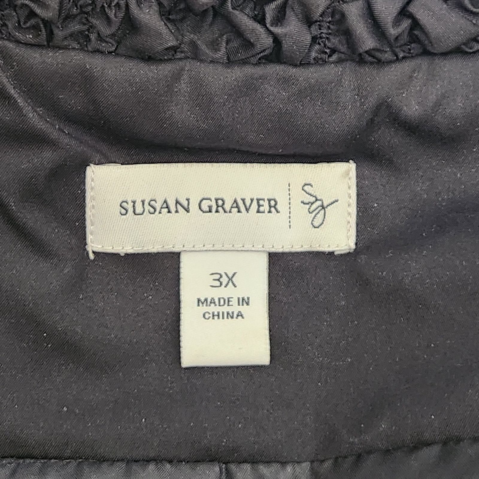 Other Susan Graver Black Puckered Collar Full Zip Jacket 3X Plus Size 3XL / US 20-22 - 5 Thumbnail