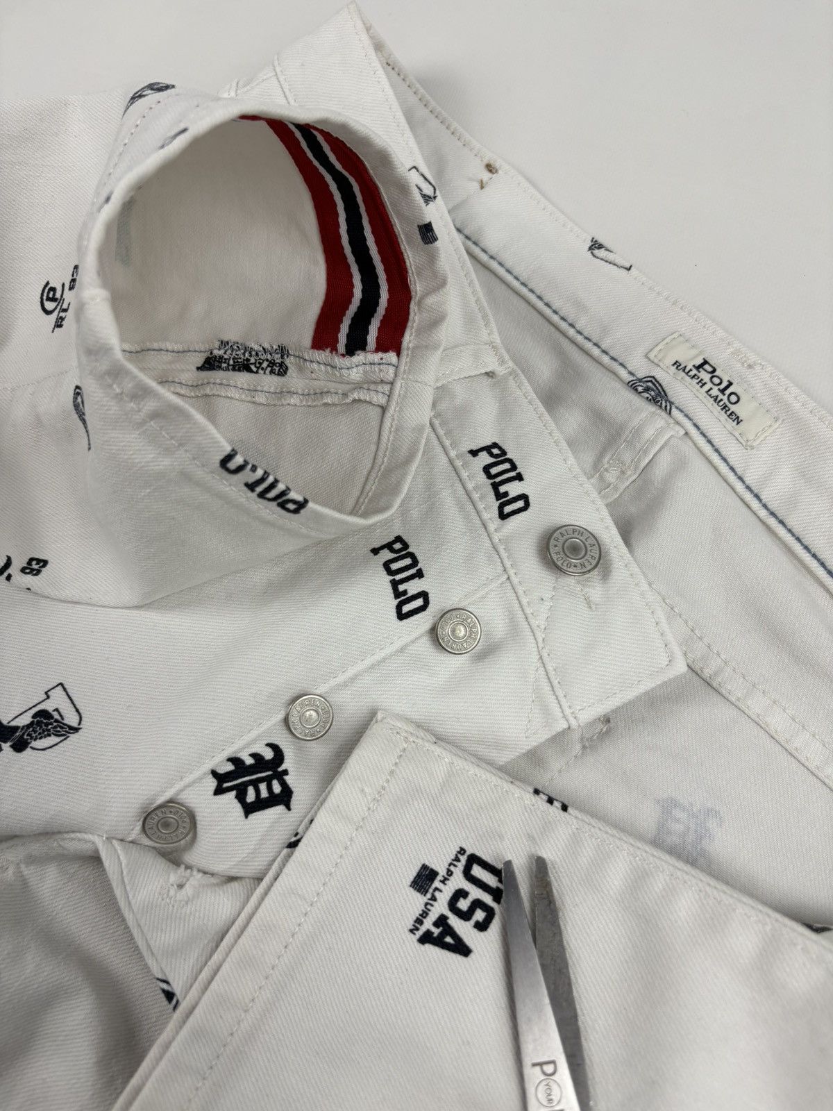 RRL Ralph Lauren Rare Polo Bear Multi-Logo Double Rrl Print Pattern Cotton Denim Pants Jeans Size US 34 / EU 50 - 20 Thumbnail