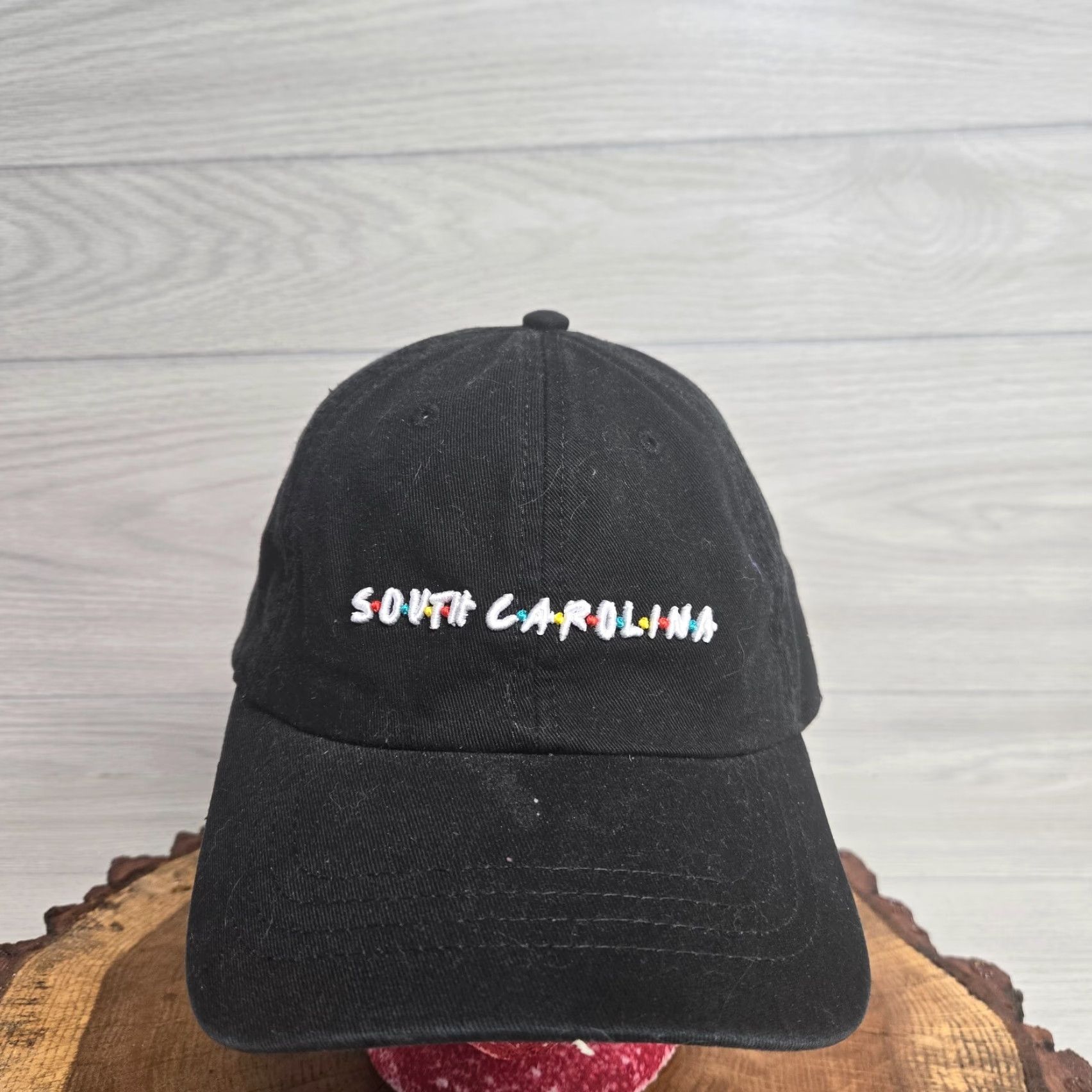 Vintage South Carolina SC State Baseball Hat Cap Friends Font Strapback Black Shirt Size ONE SIZE - 2 Thumbnail