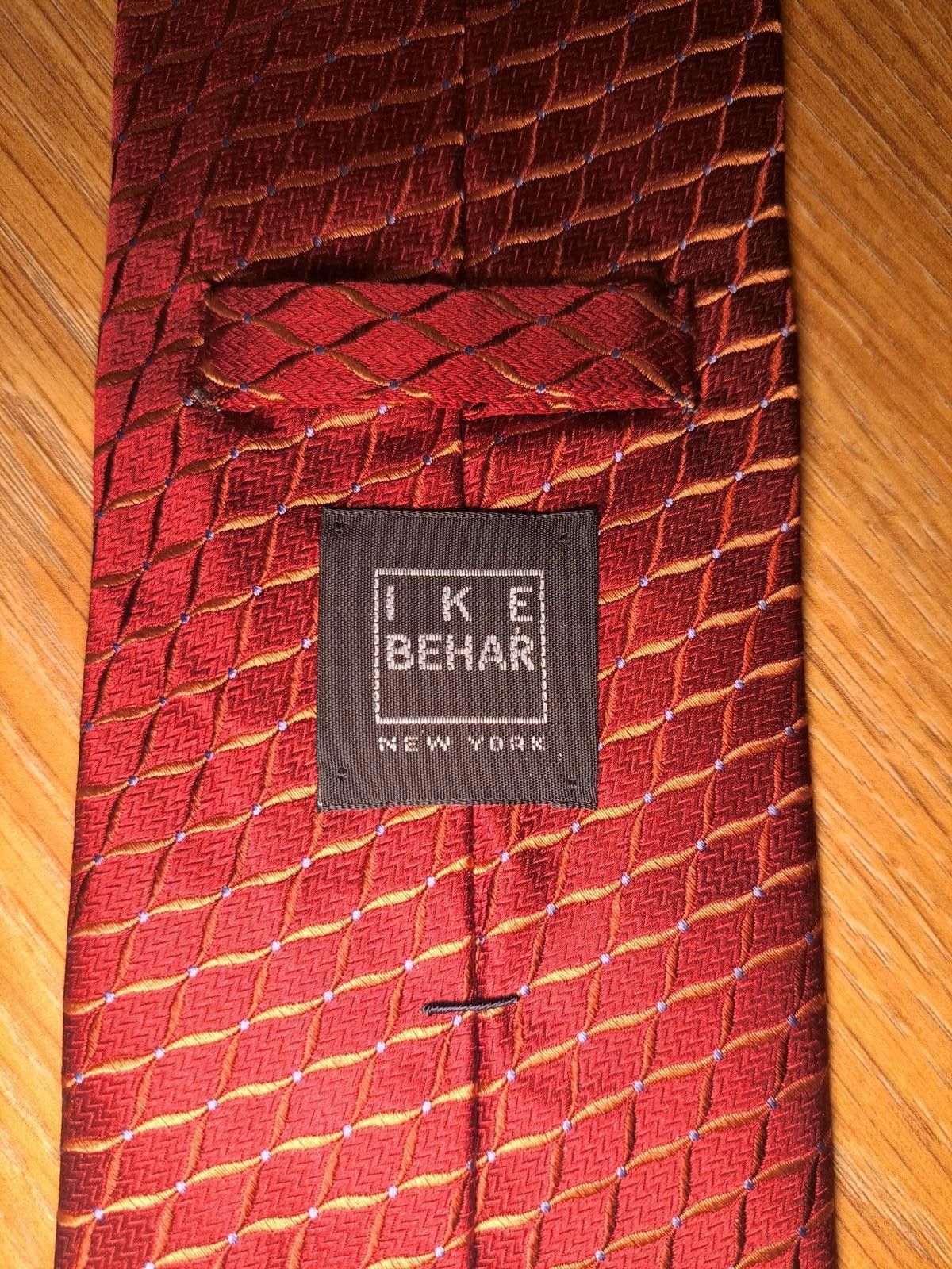 Ike Behar Ike Behar 100% Silk Tie Red Herringbone Handmade in USA Size ONE SIZE - 2 Thumbnail