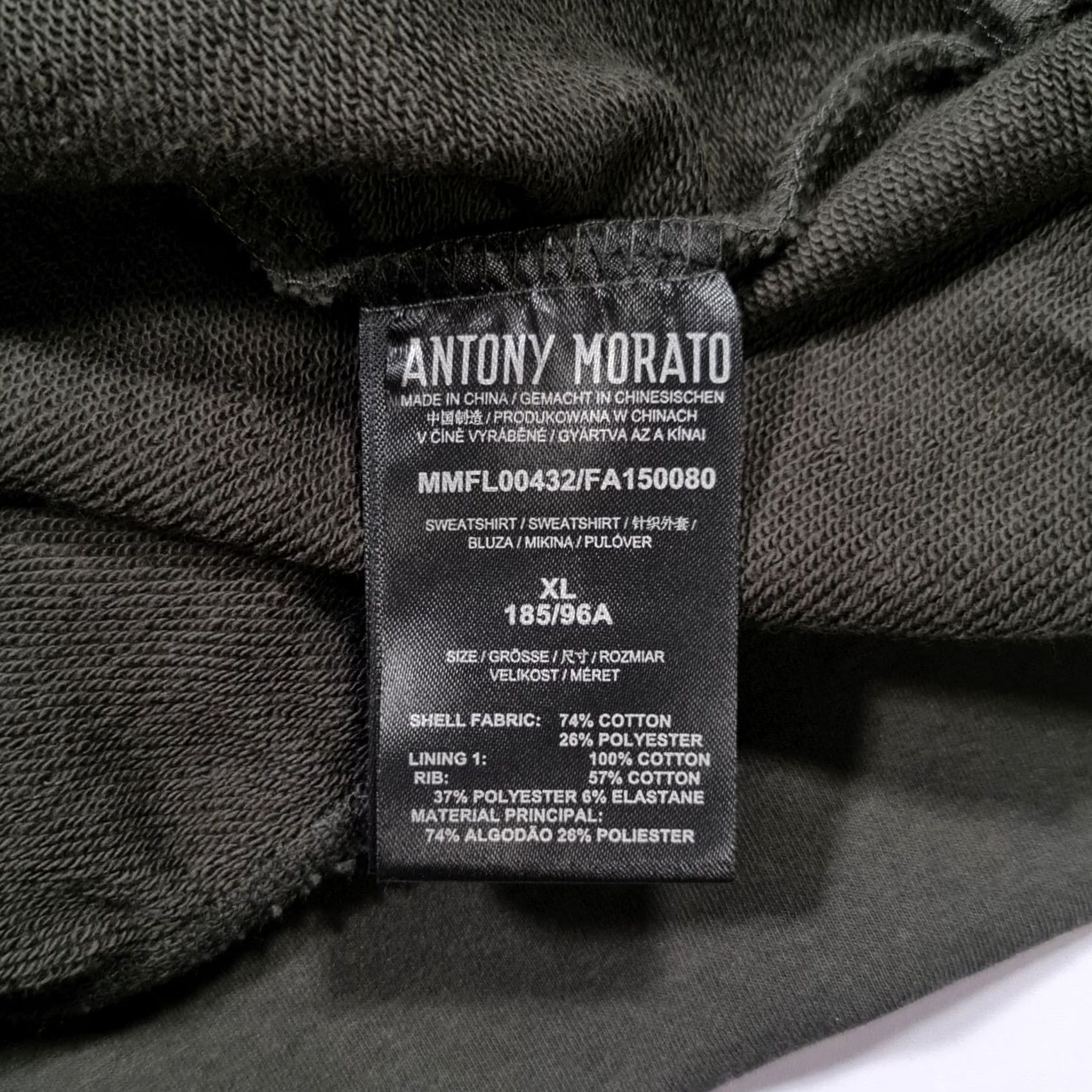 Antony Morato Antony Morato Hoodie Green XL Long Sleeve Tape Logo Cotton Pullover Top Mens Regular Knit Pullover Hooded Pockets Logo City Designer Sports Size US XL / EU 56 / 4 - 8 Thumbnail